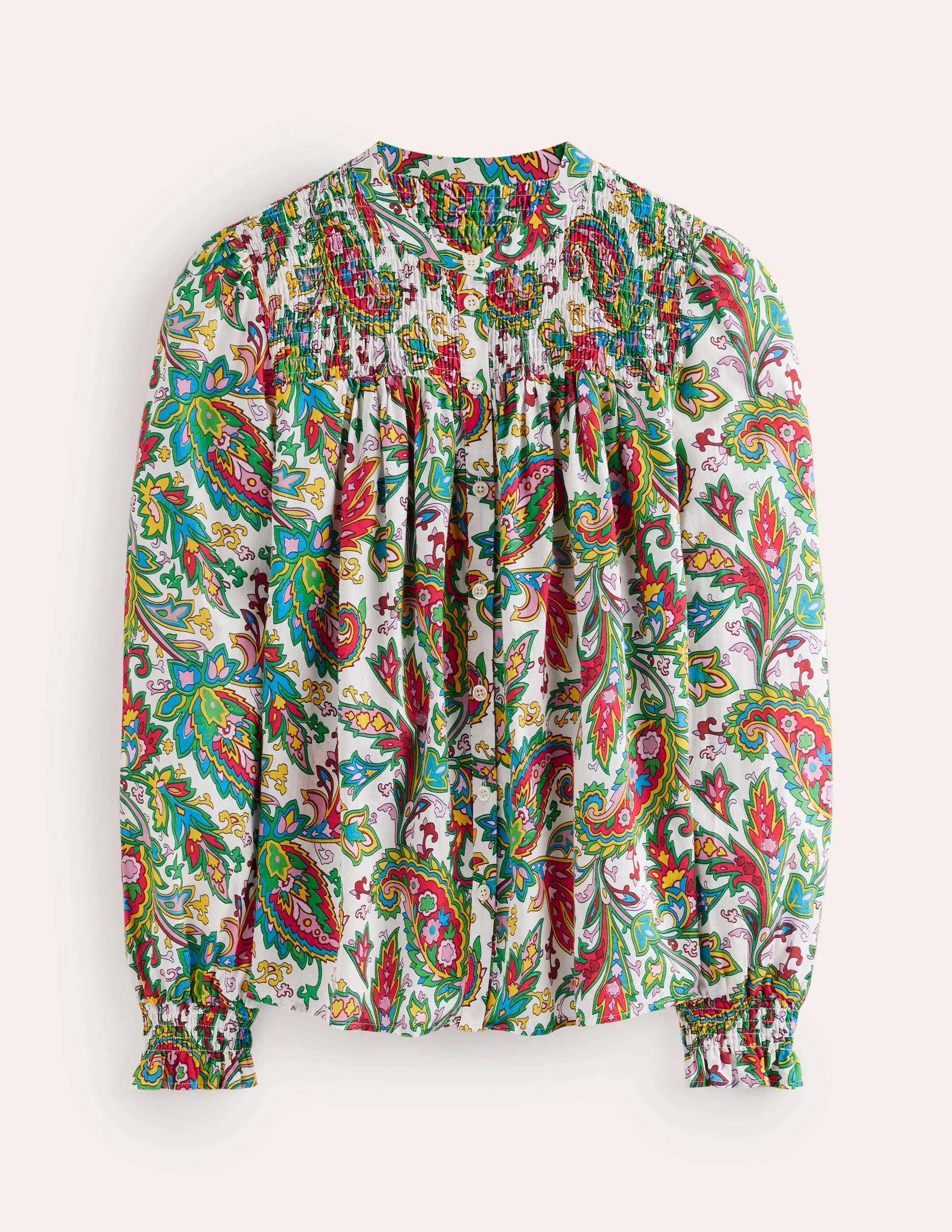 Helena Baumwoll-Bluse-Naturweiß, Paisley Azurblau - Image 6