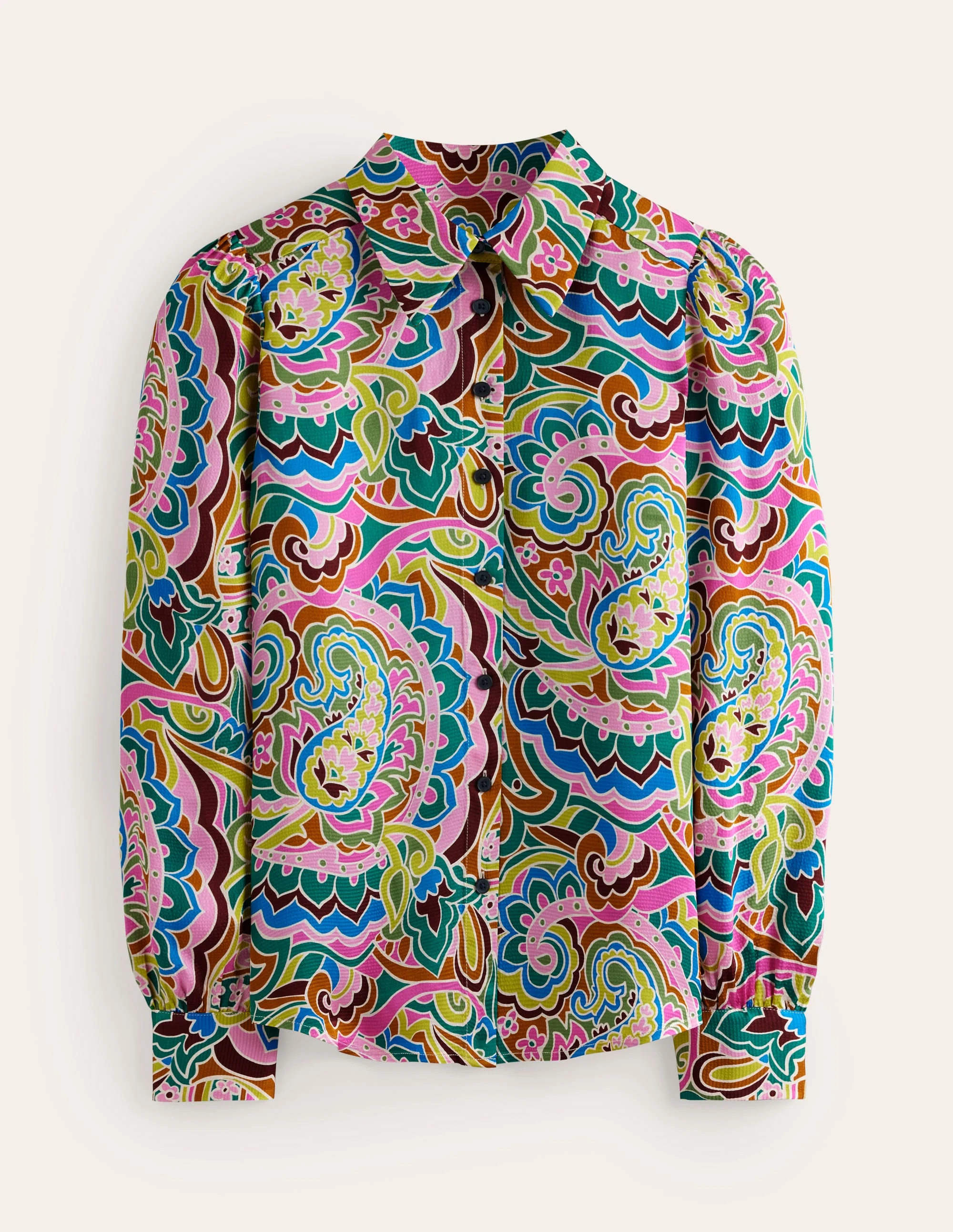 Hemd aus gehämmertem Satin-Bunt, Motiv Paisley Pome - Image 6