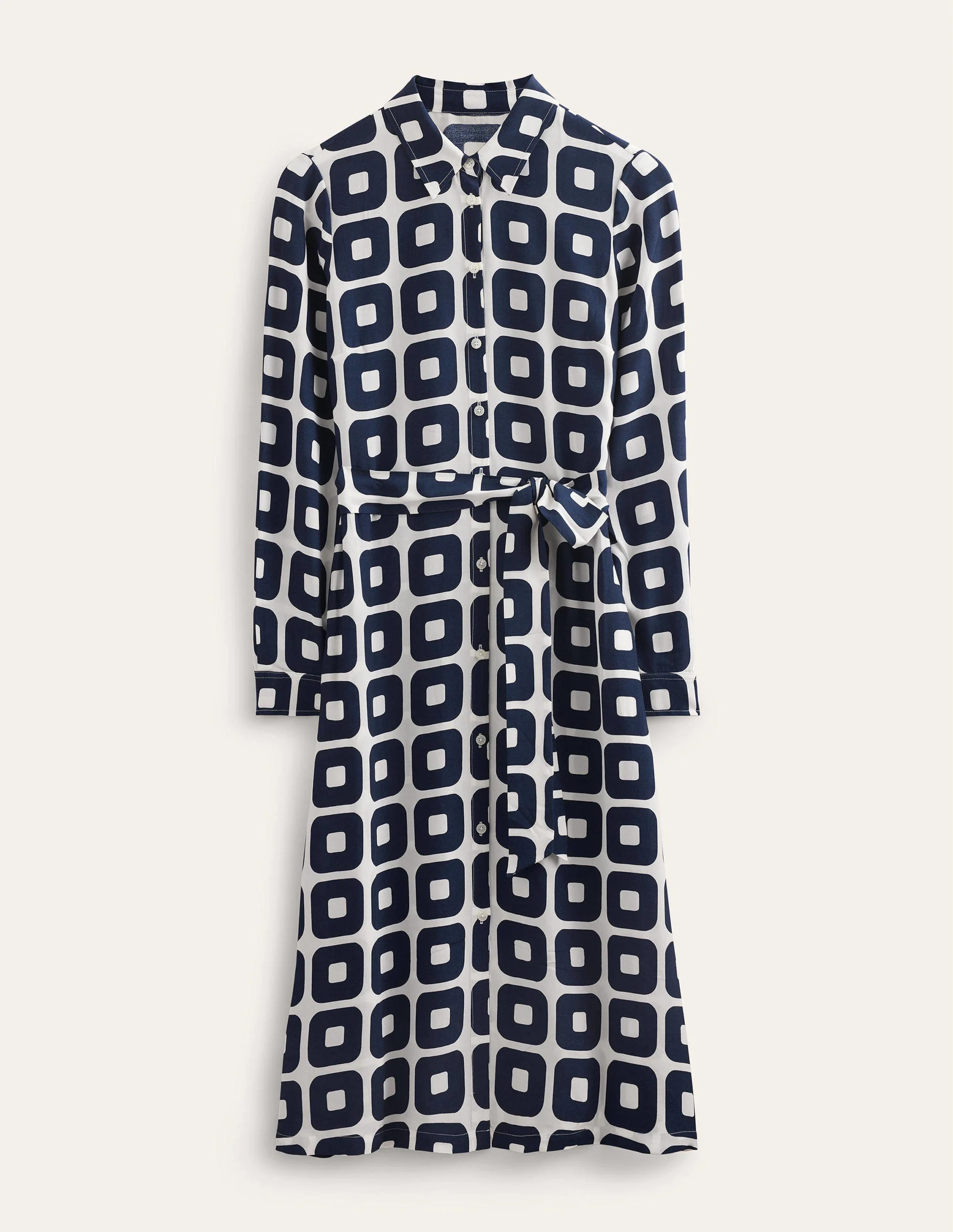 Hemdblusenkleid in Midilänge mit Muster-Französisches Marineblau, kleiner Würfel - Image 5