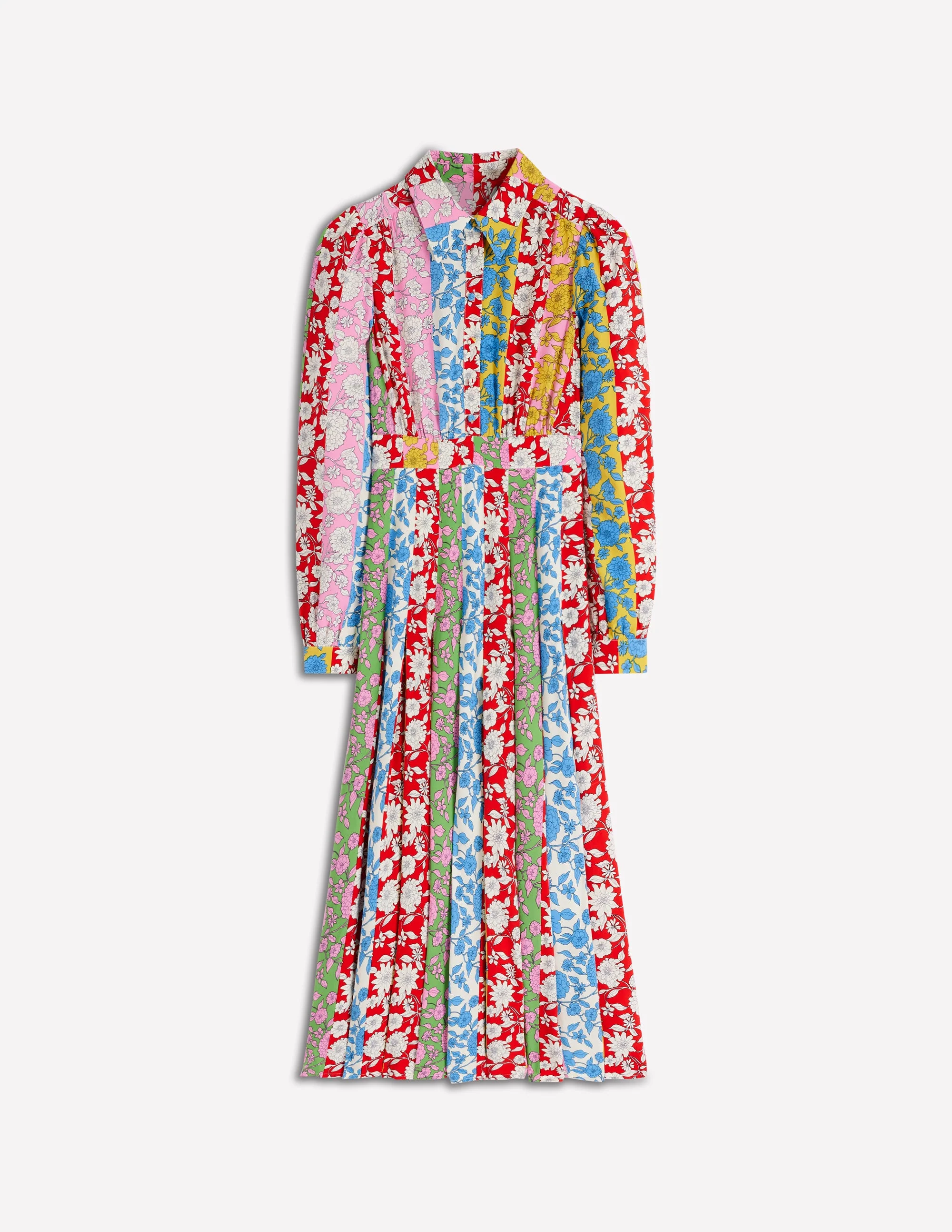 Hemdblusenkleid mit Faltenrock-Bunt, Kaskadenartige Dahlien Streifen - Image 6