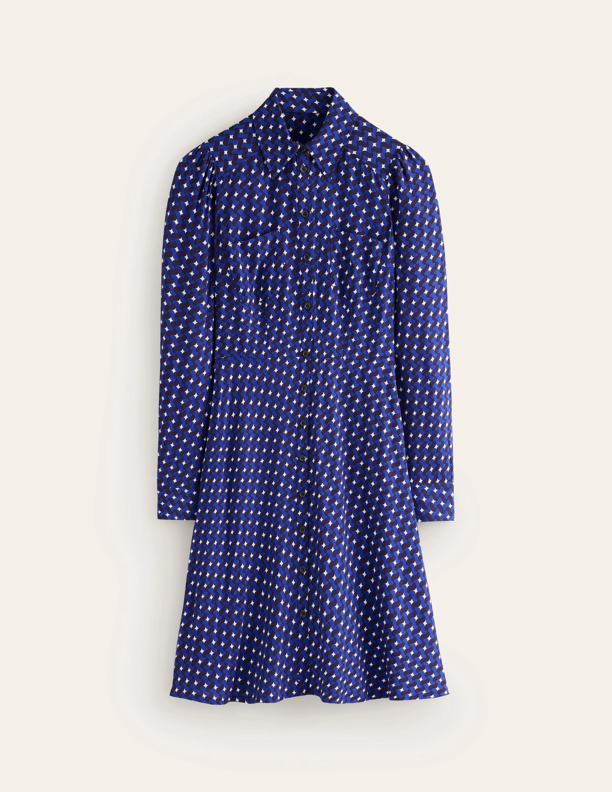 Hemdblusenkleid mit Taschendetail-Mazarinblau, Motiv Terrace Swirl - Image 6