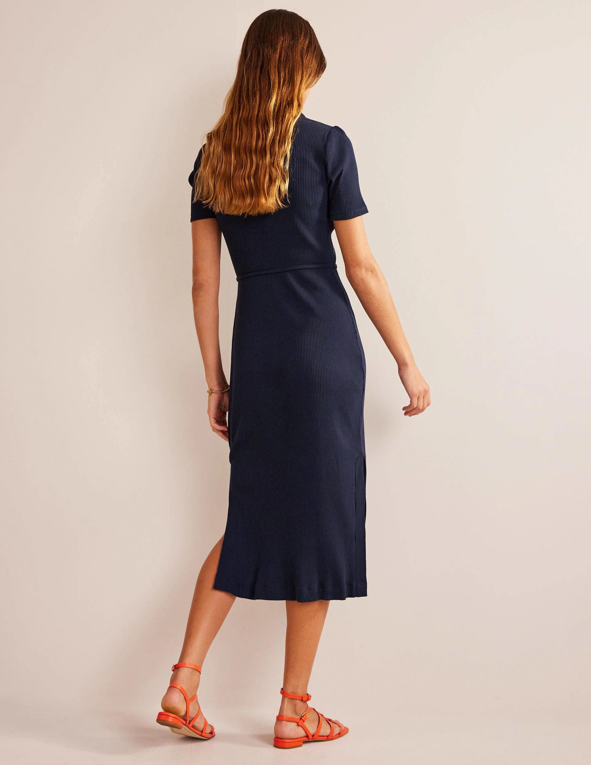 Henley Hemdblusenkleid-Marineblau - Image 3