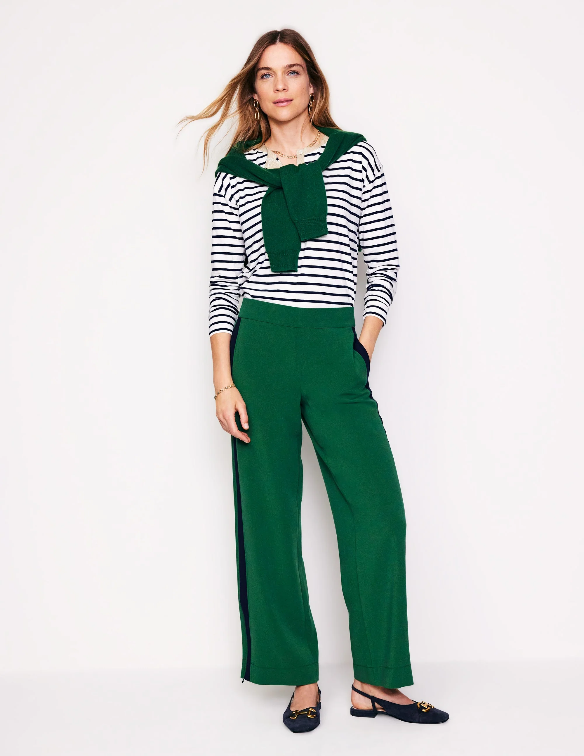 Henley-Oberteil mit Metallic-Besatz-Naturweiß/Navy, Gestreift - Image 4