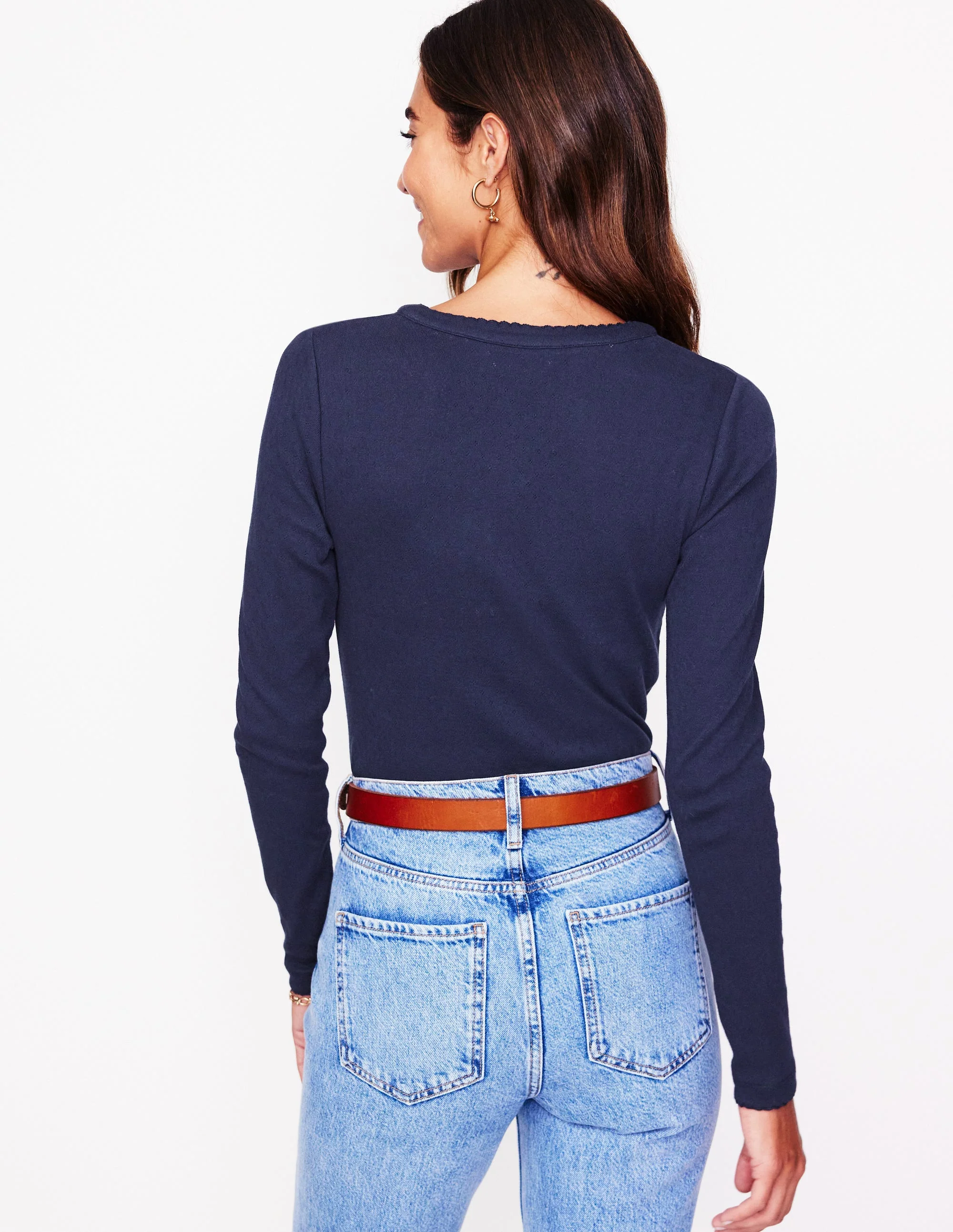 Henley Pointelle-Oberteil-Aqua Marine Marl - Image 3