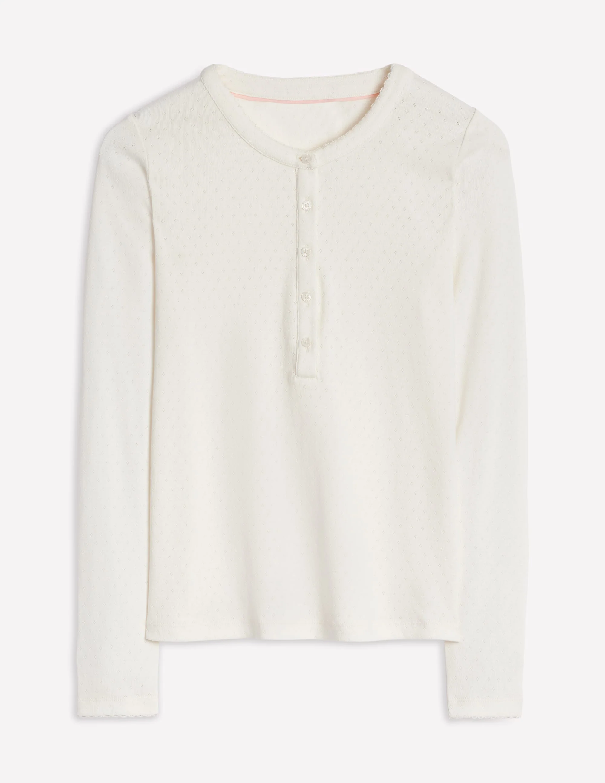Henley Pointelle-Oberteil-Ivory and Navy Spot - Image 5