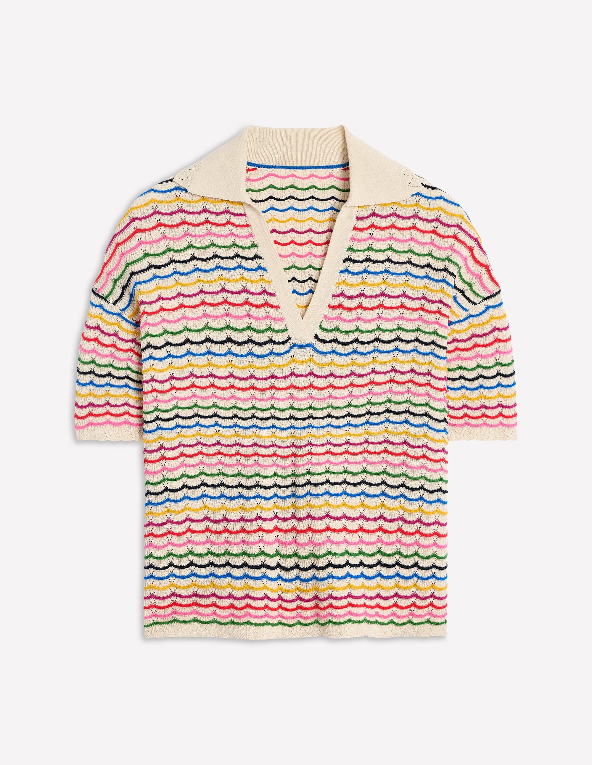 Henley-Pullover mit Kragen-Bunt, Regenbogen - Image 5