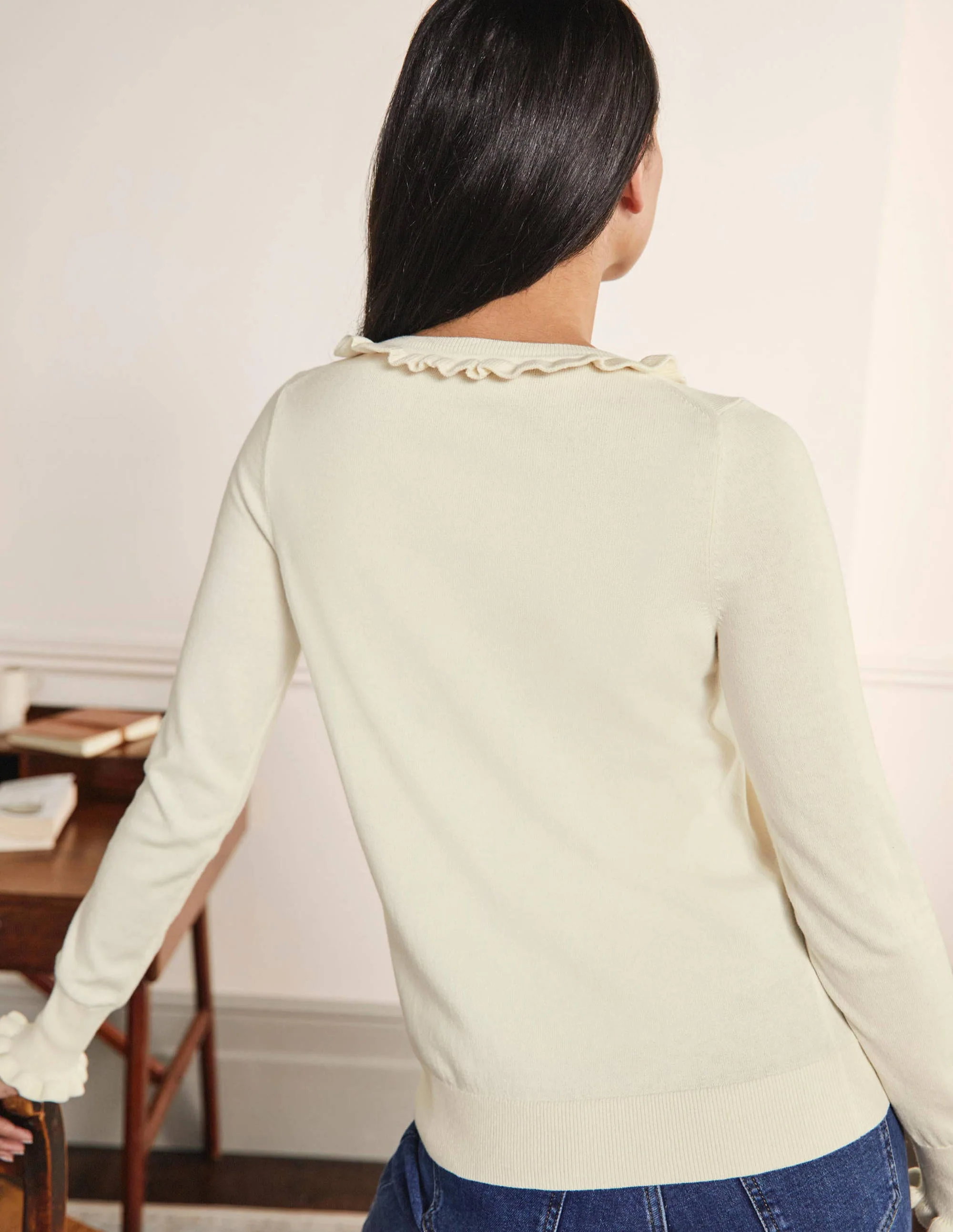 Henley-Pullover mit Rüschen-Naturweiß - Image 3