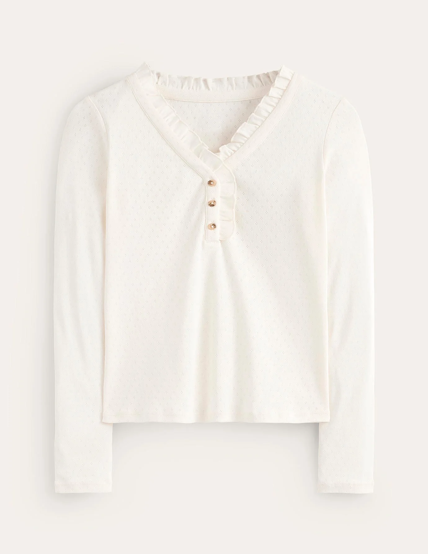 Henley Schlafanzugoberteil-Ivory and Navy Spot - Image 5