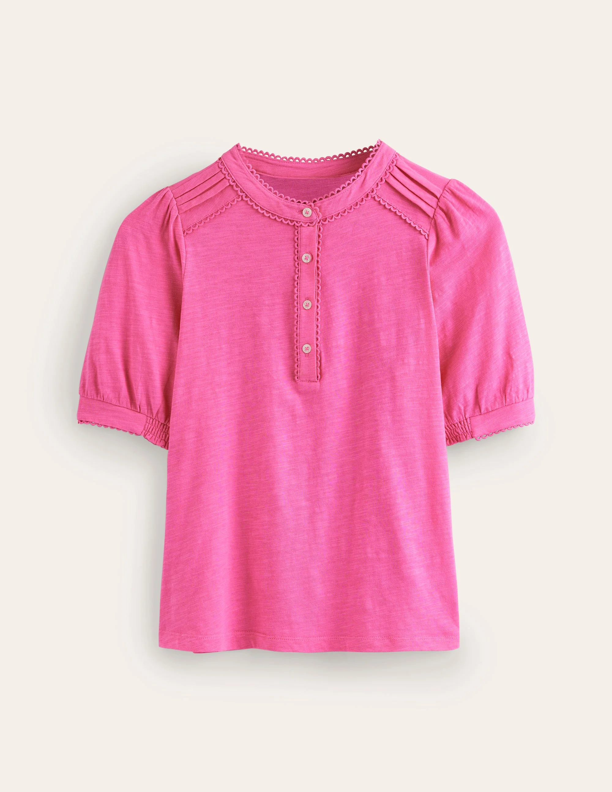 Henley-Shirt mit Biesen und Puffärmeln-Pink - Image 5