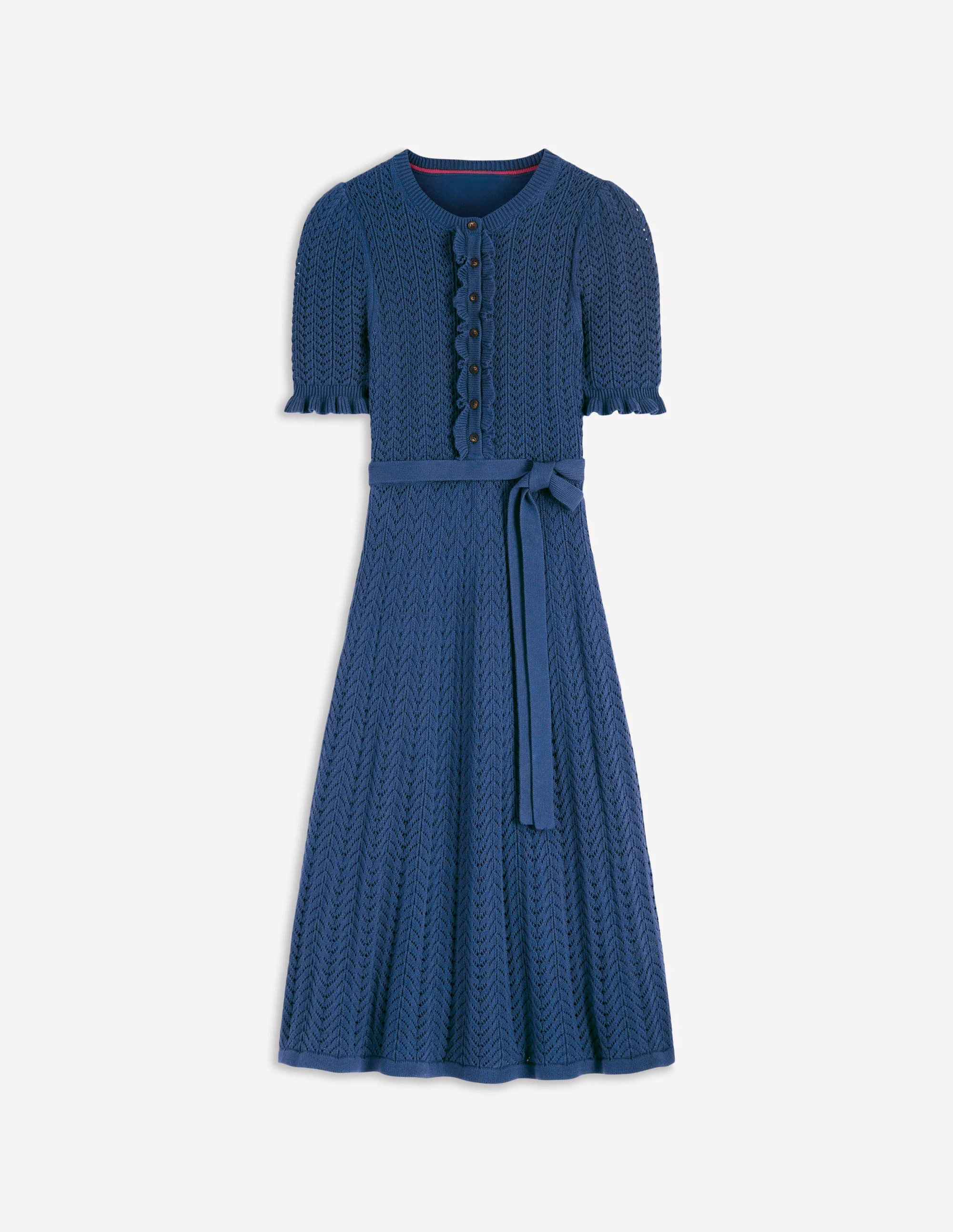 Henley-Strickkleid mit Rüschen-Denim-Blau - Image 6