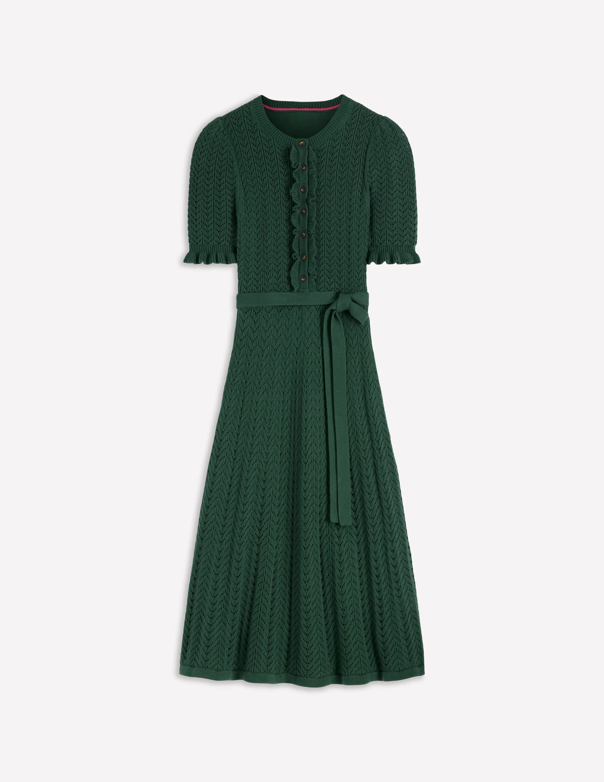 Henley-Strickkleid mit Rüschen-Jagdgrün - Image 6