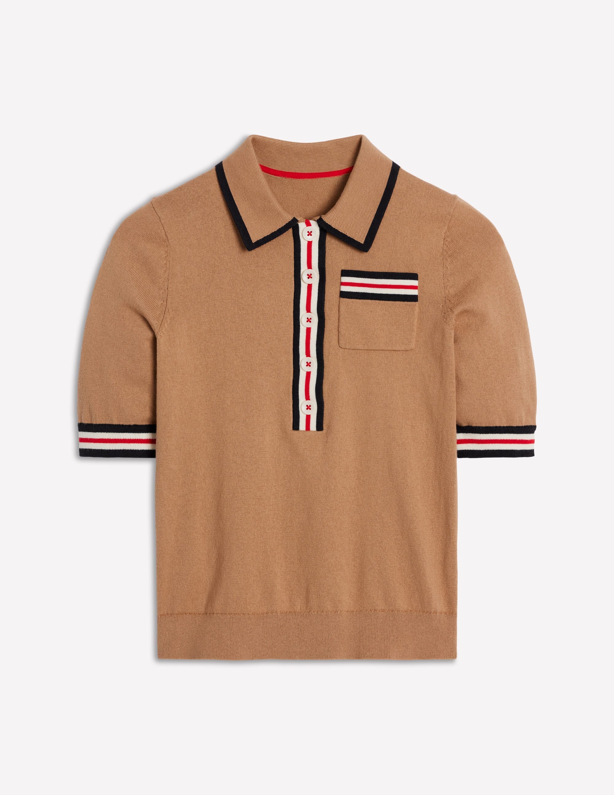 Henley-T-Shirt aus Baumwolle-Camel Meliert - Image 5