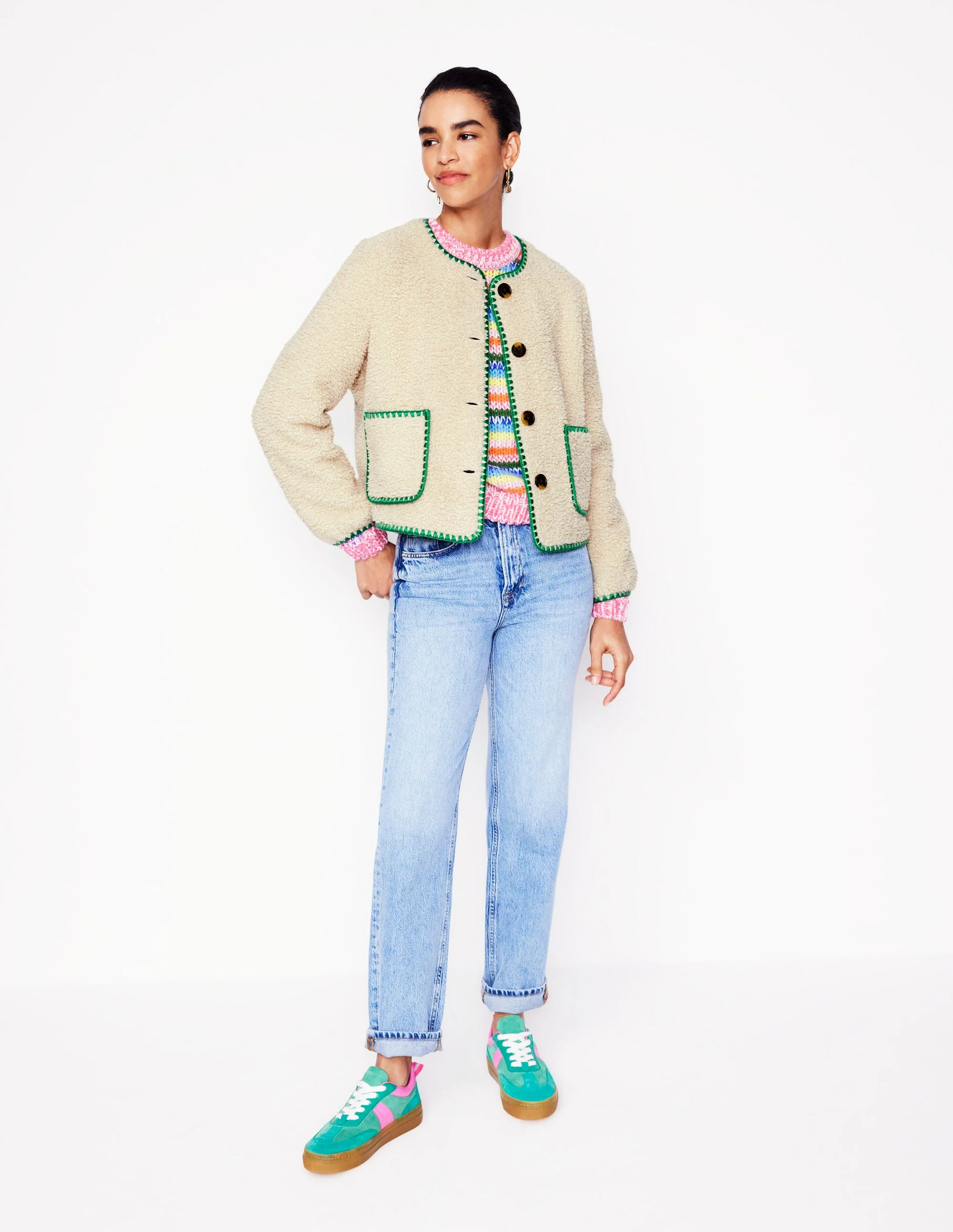 Highbury Freizeitjacke-Beige Teddyfell - Image 5