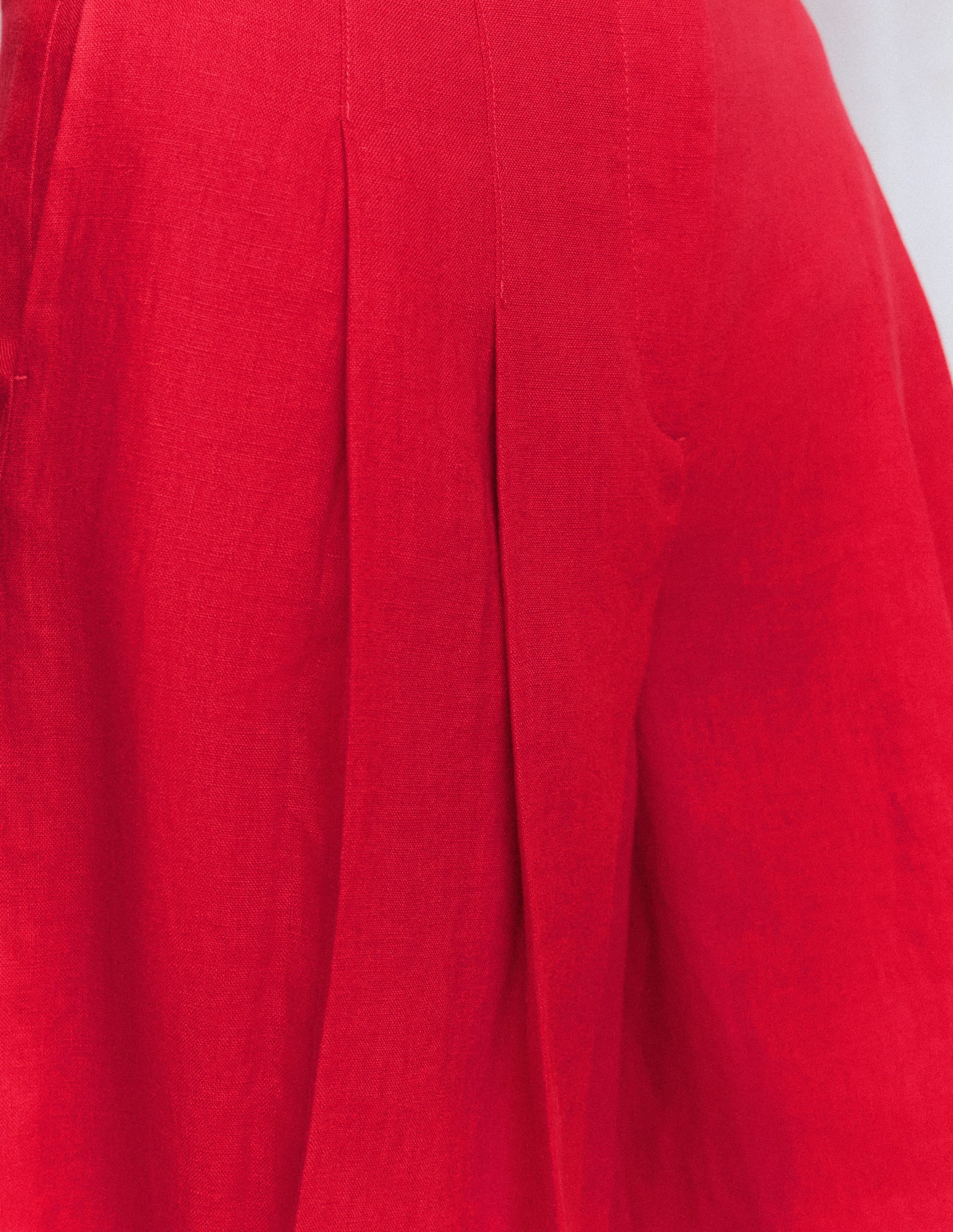 Highbury Leinenshorts mit Faltendetail-Dunkelrot - Image 3