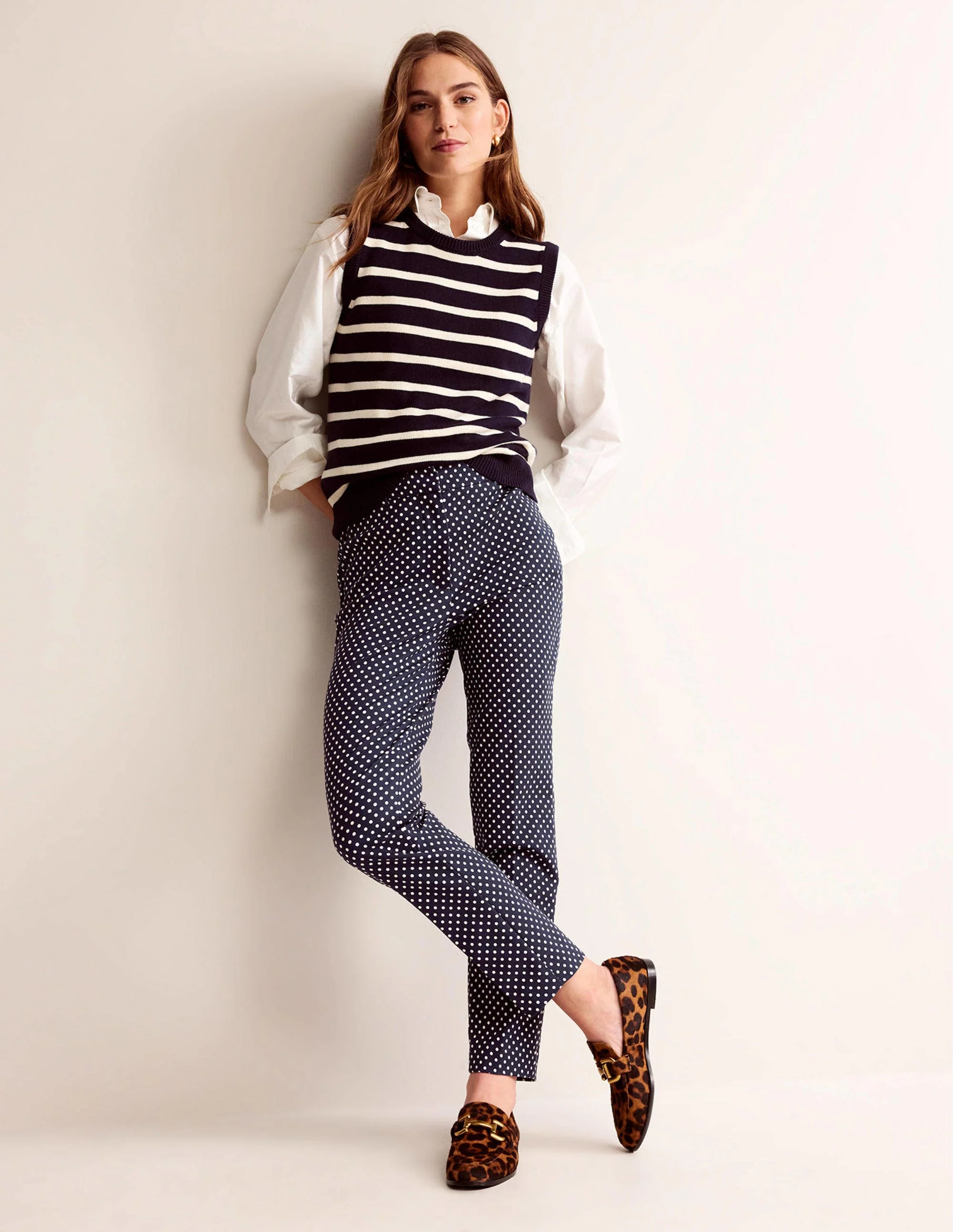 Highgate Hose mit Muster-Französisches Marineblau, Pünktchen