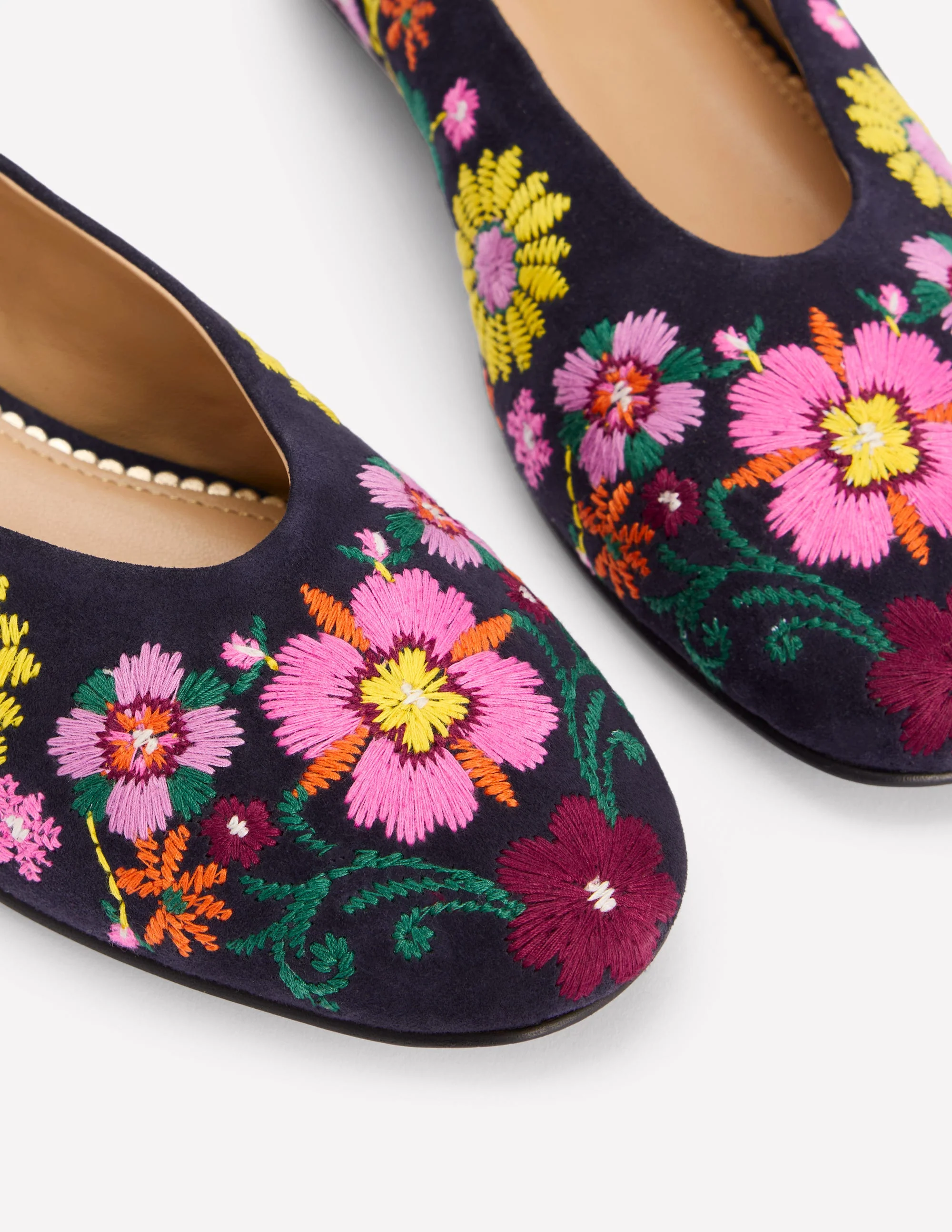 Hoch geschnittene Ballerinas-Navy/Stickerei - Image 5