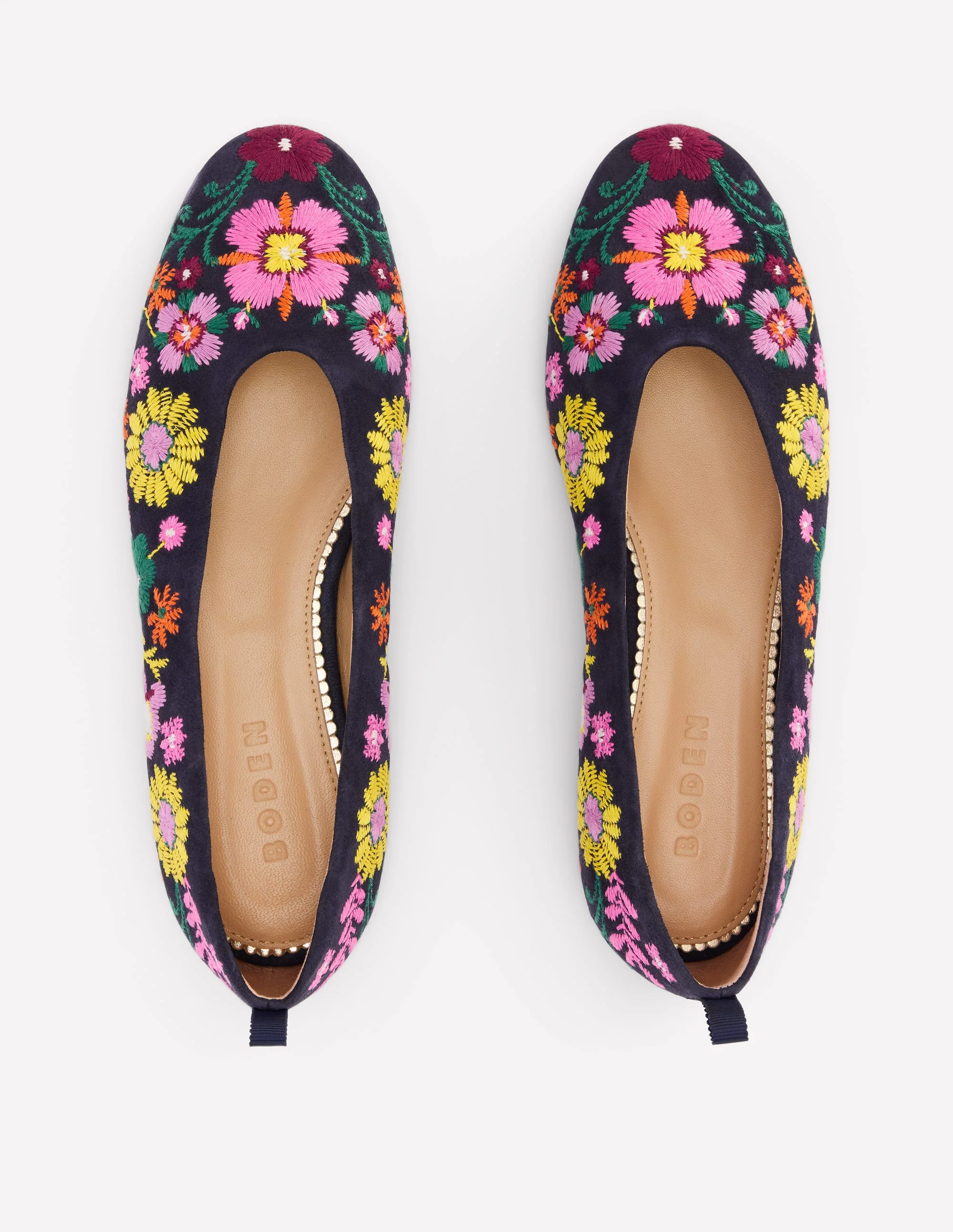 Hoch geschnittene Ballerinas-Navy/Stickerei - Image 6