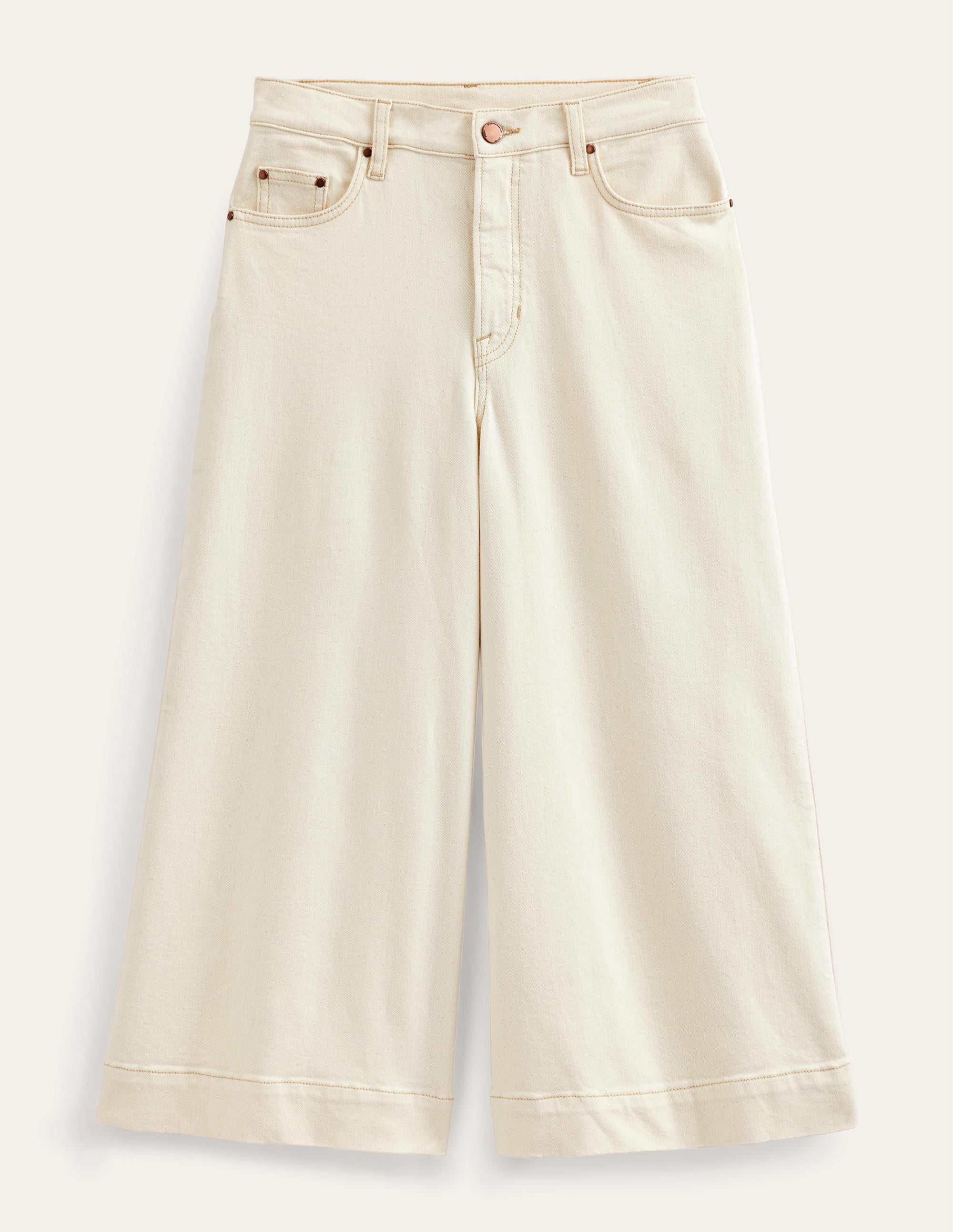Hoch geschnittene Culotte-Jeans-Ecru - Image 6