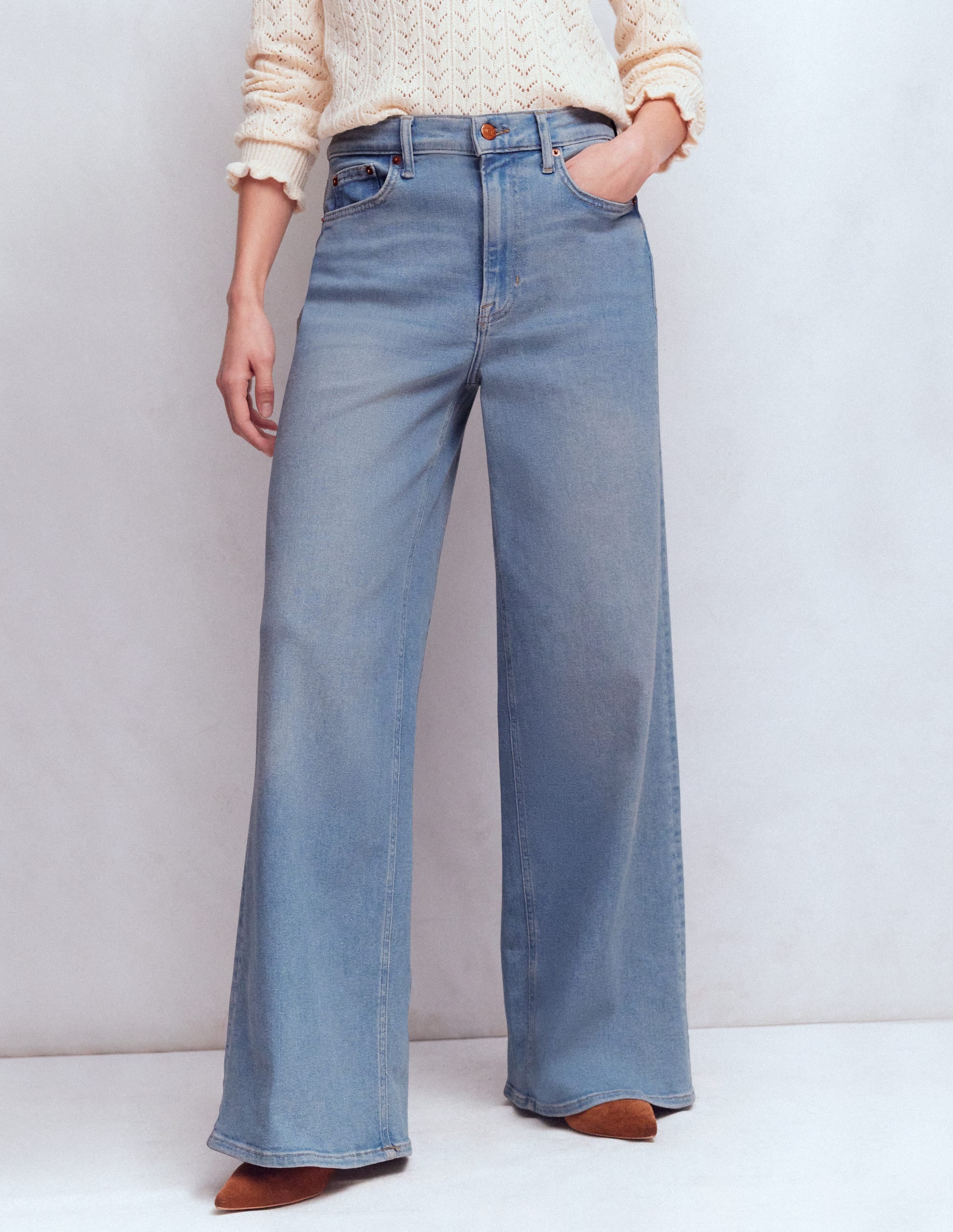 Hoch geschnittene Jeans mit weitem Bein-Ausgeblichene Optik - Image 4