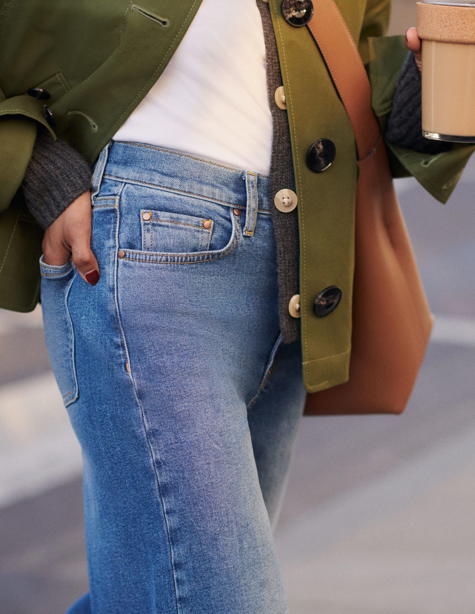 Hoch geschnittene Jeans mit weitem Bein-Beatnik Red - Image 11