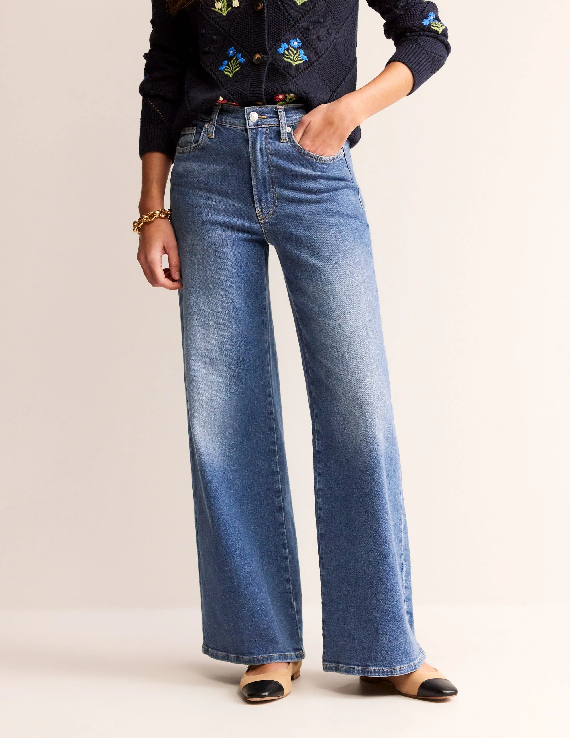 Hoch geschnittene Jeans mit weitem Bein-Beatnik Red - Image 4