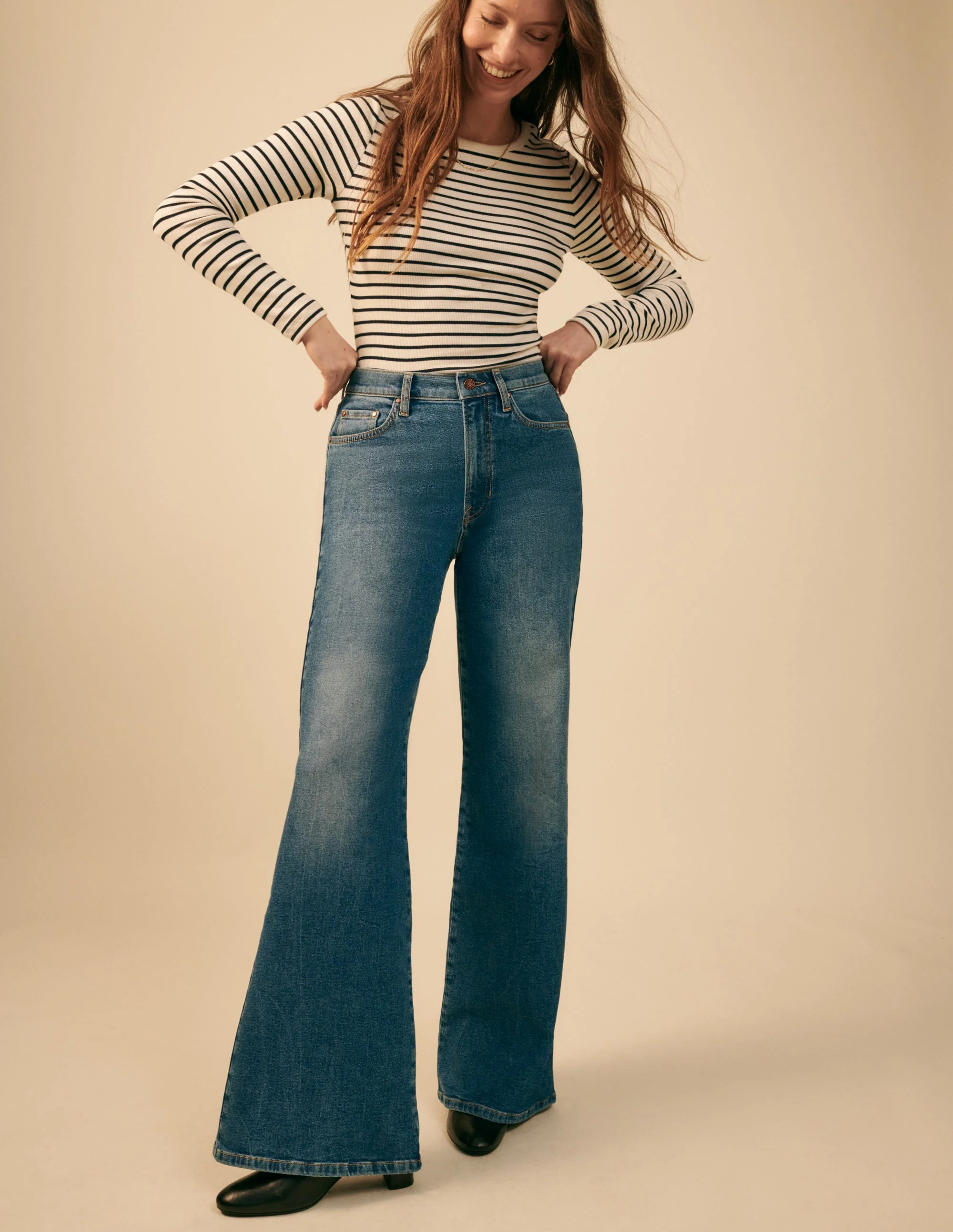 Hoch geschnittene Jeans mit weitem Bein-Beatnik Red - Image 9