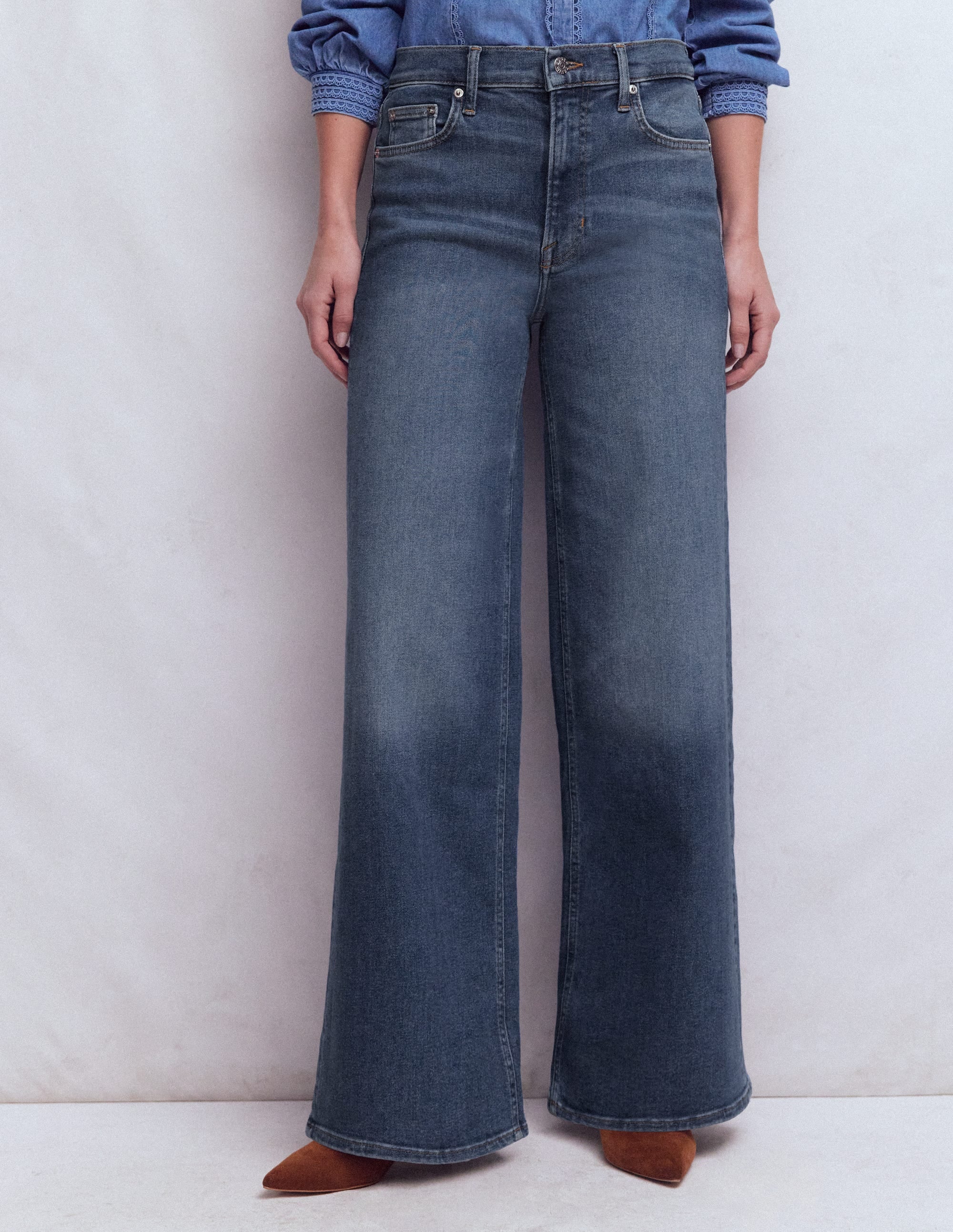 Hoch geschnittene Jeans mit weitem Bein-Beatnik Red - Image 4