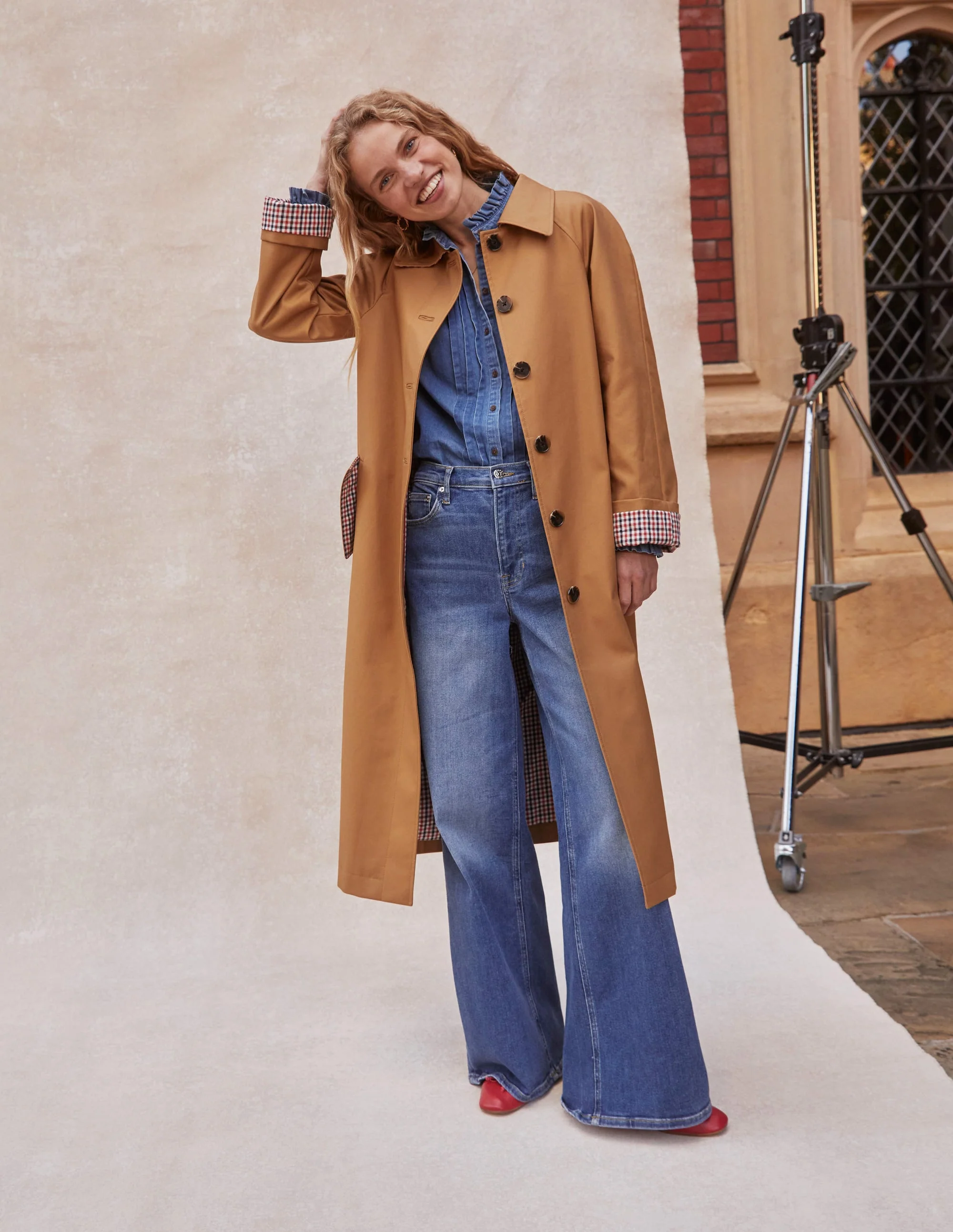 Hoch geschnittene Jeans mit weitem Bein-Beatnik Red - Image 6