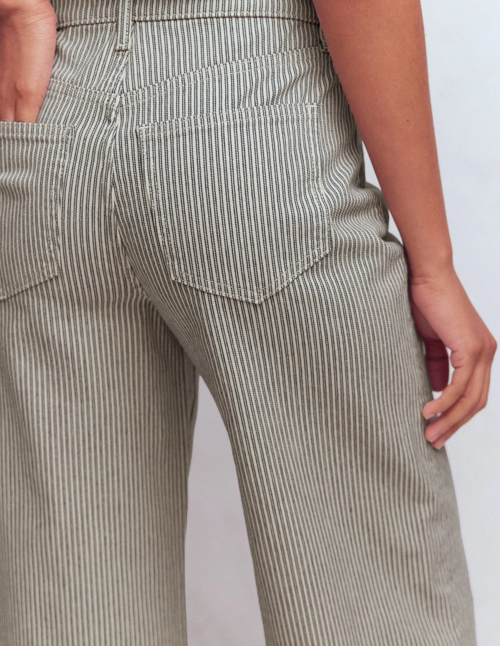 Hoch geschnittene Jeans mit weitem Bein-Blau Streifen - Image 5
