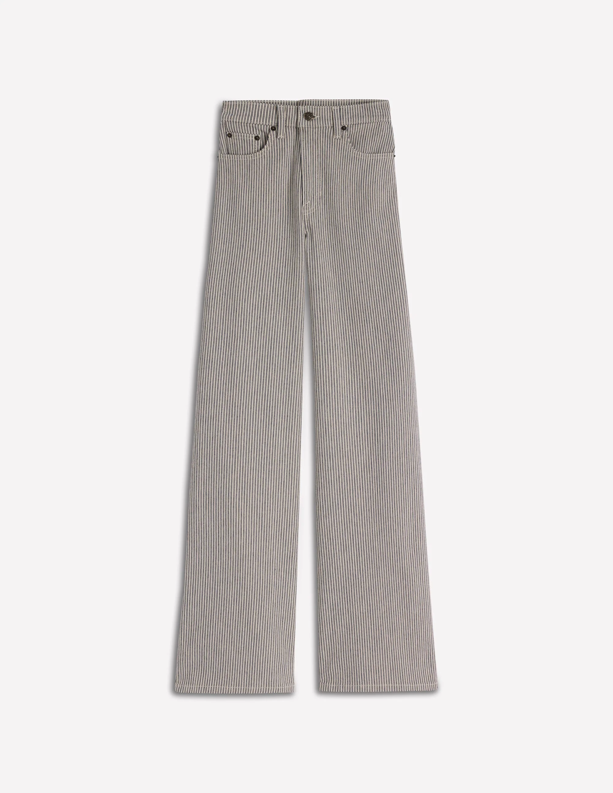 Hoch geschnittene Jeans mit weitem Bein-Blau Streifen - Image 7