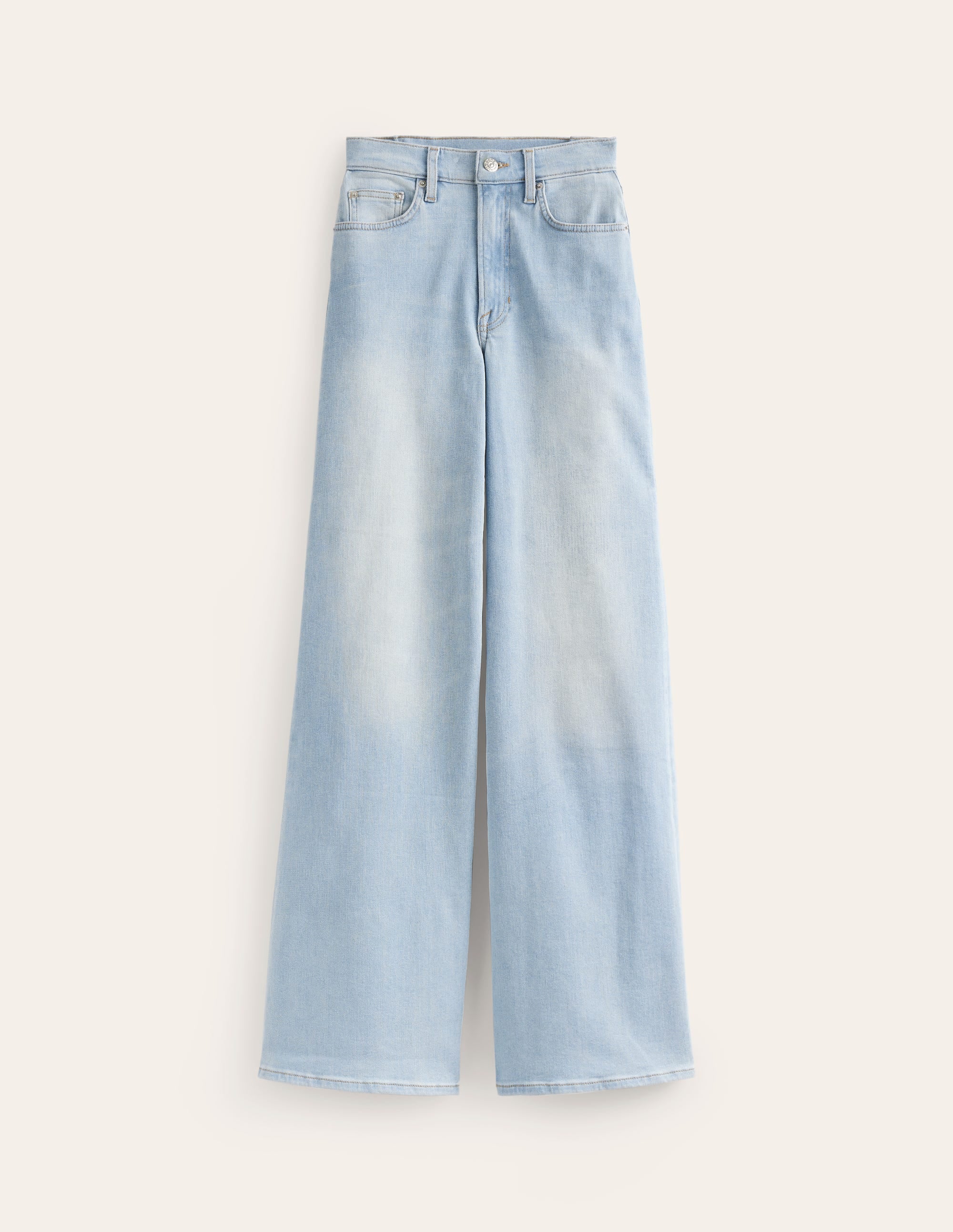 Hoch geschnittene Jeans mit weitem Bein-Helle Waschung - Image 5
