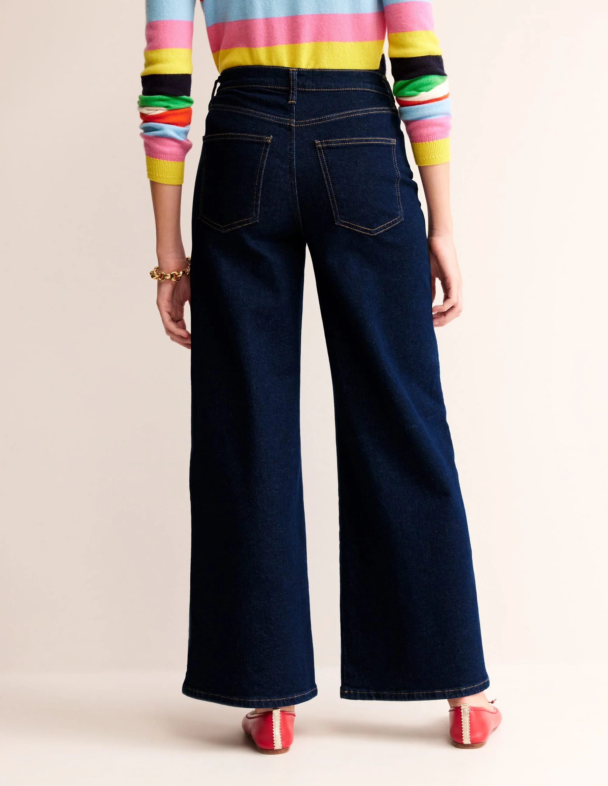 Hoch geschnittene Jeans mit weitem Bein-Indigo - Image 3
