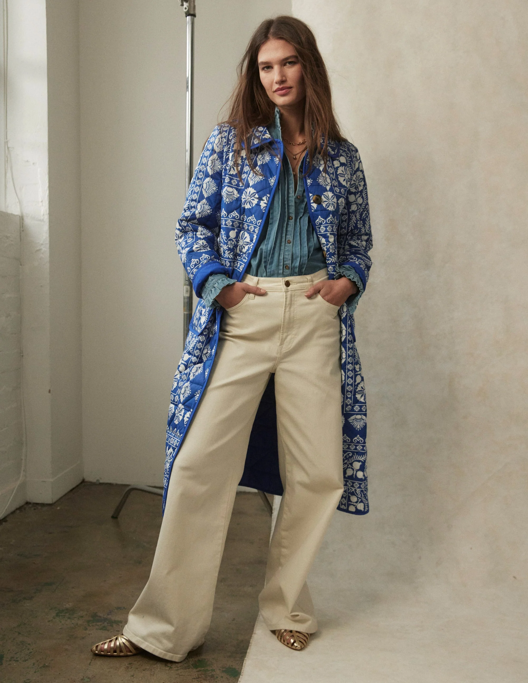 Hoch geschnittene Jeans mit weitem Bein-Naturweiß - Image 6