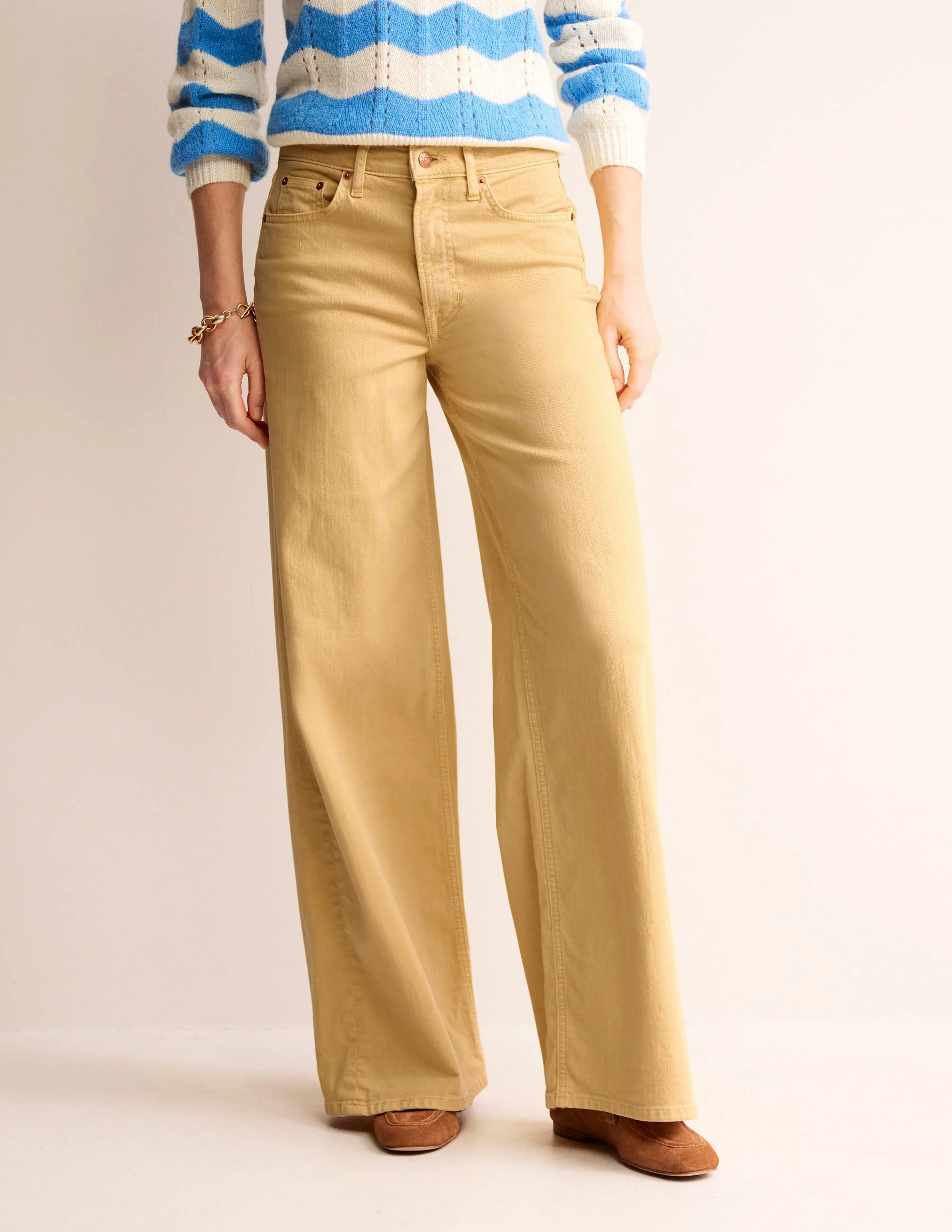 Hoch geschnittene Jeans mit weitem Bein-Zitronengelb - Image 4