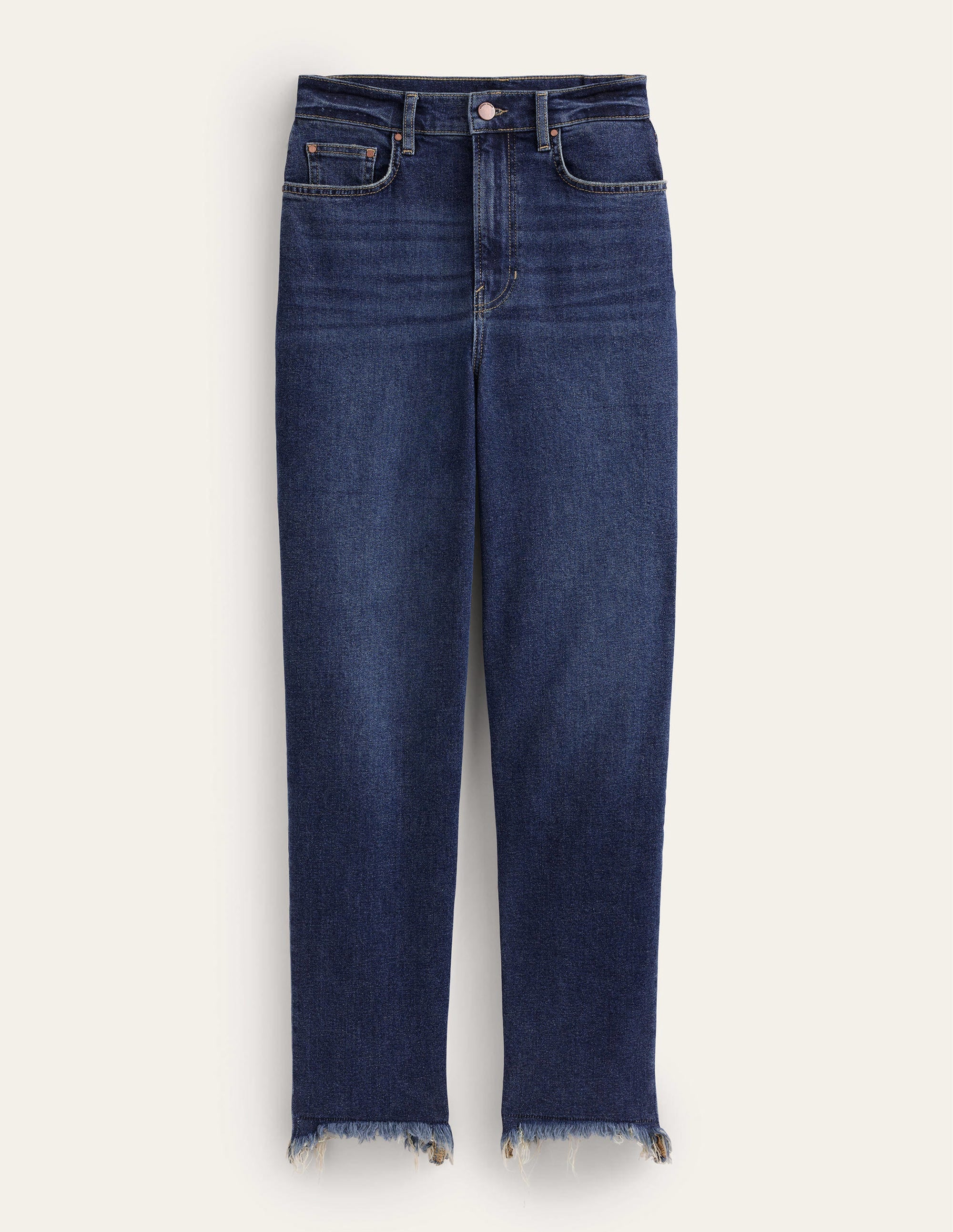 Hoch geschnittene klassische Röhrenjeans-Dunkles Vintagedenim, Gelb Getönt - Image 7