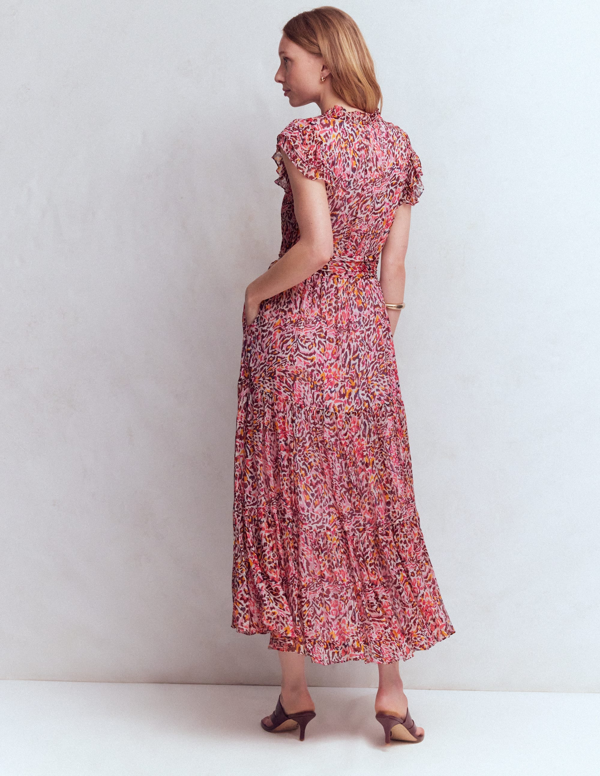 Hochgeschlossenes, ärmelloses Kleid-Bunt Leopardenmuster - Image 4
