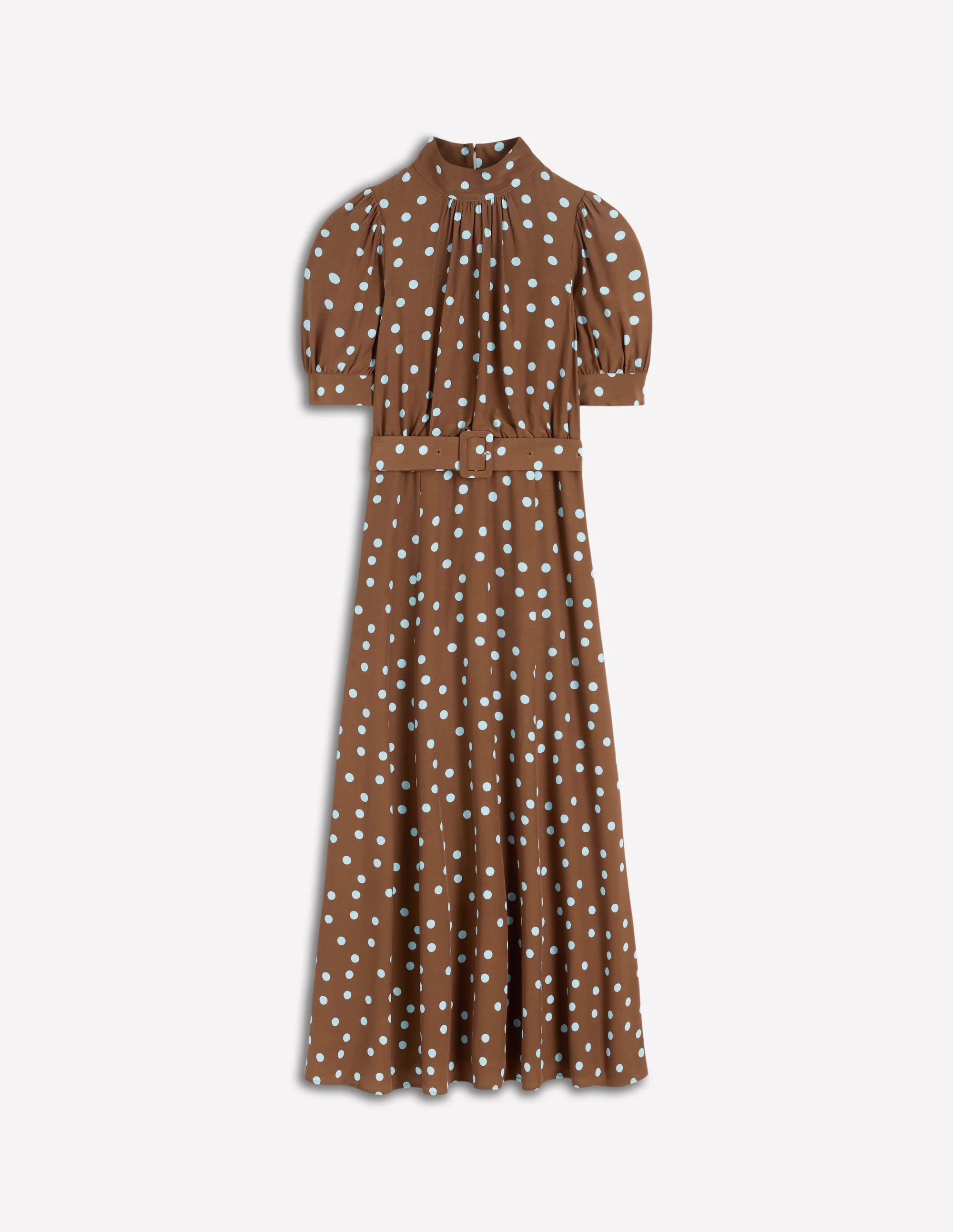 Hochgeschlossenes Kleid mit Gürtel-Umbra, Gemalte Tupfen - Image 6