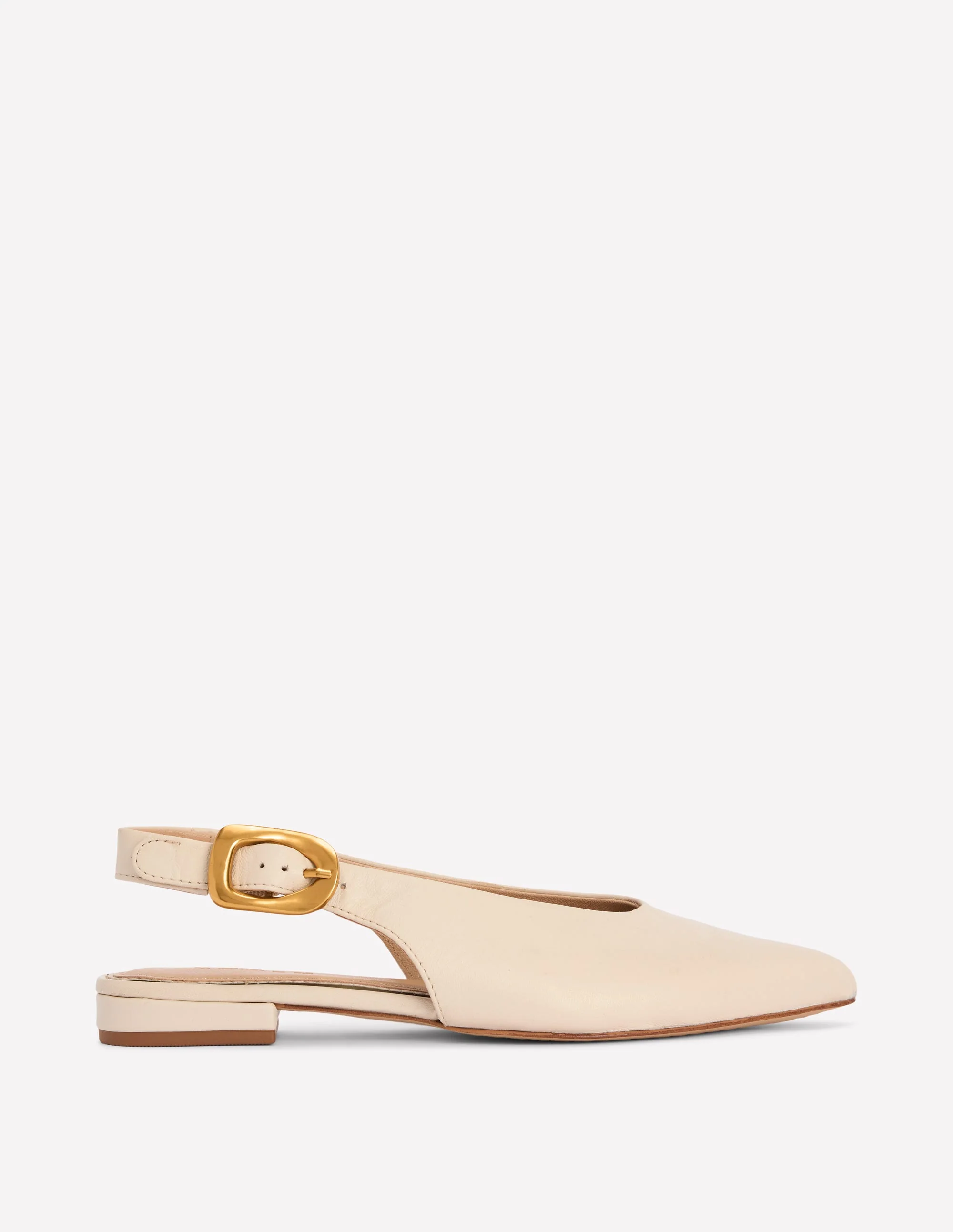 Hochgeschnittene, flache Schuhe mit spitzem Zehenbereich-Beige