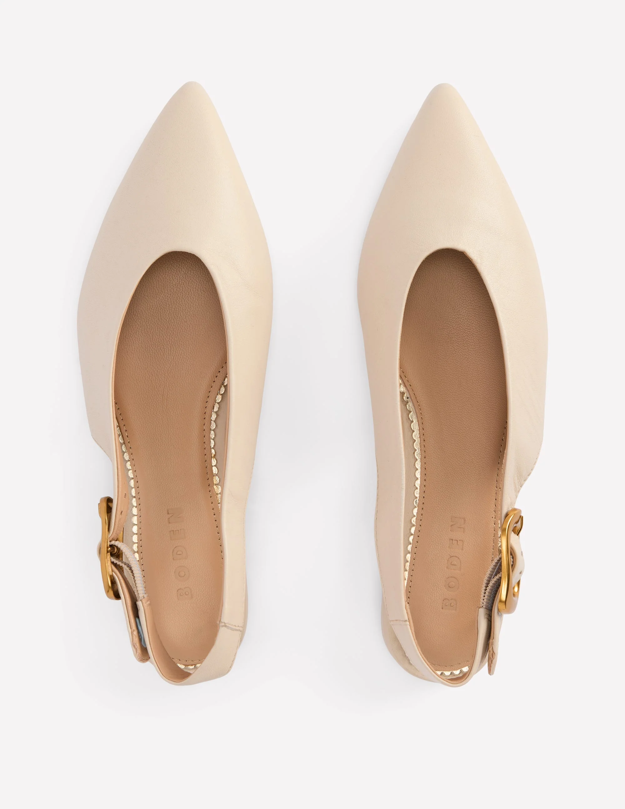 Hochgeschnittene, flache Schuhe mit spitzem Zehenbereich-Beige - Image 6