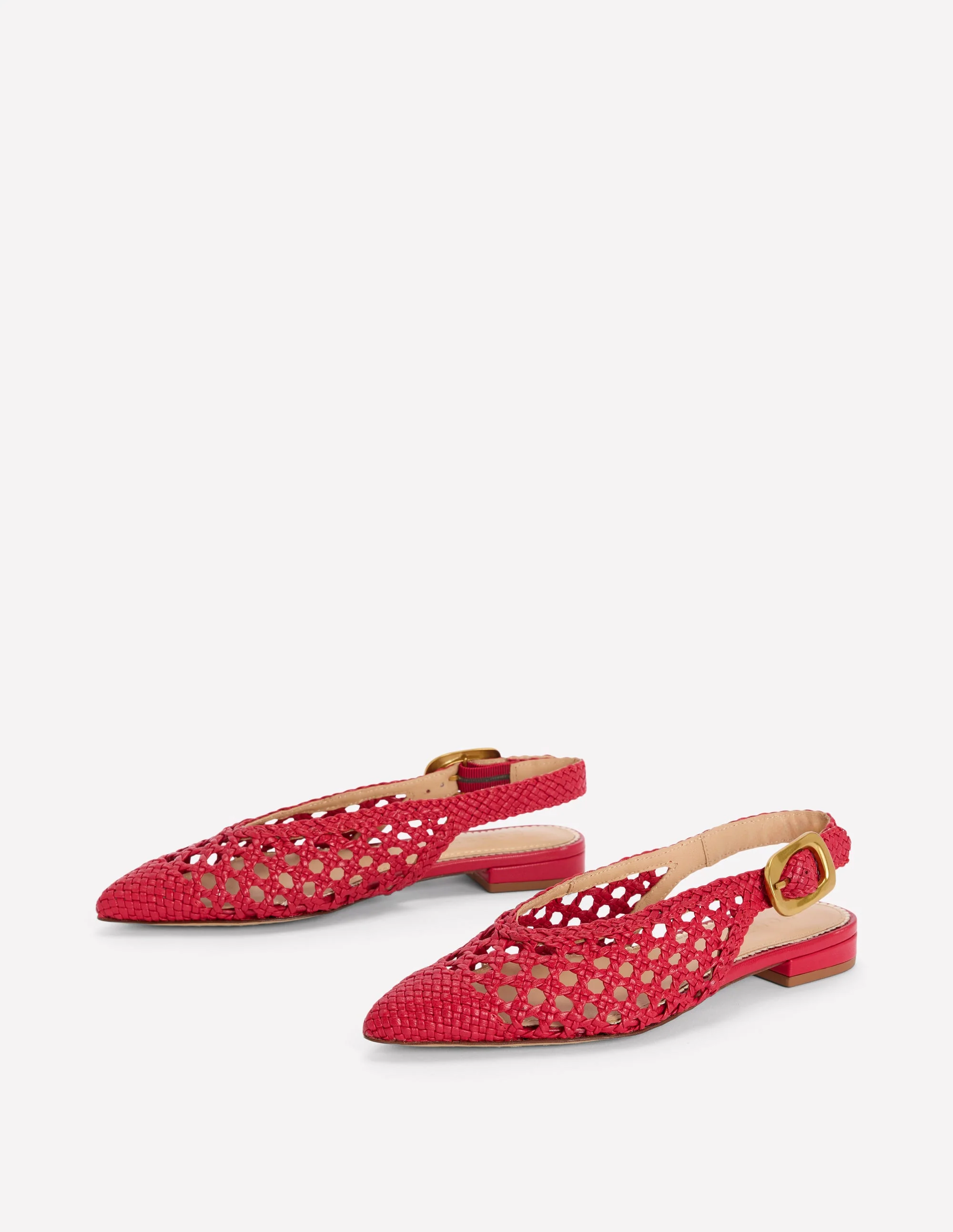 Hochgeschnittene, flache Schuhe mit spitzem Zehenbereich-Rot Geflochten - Image 3