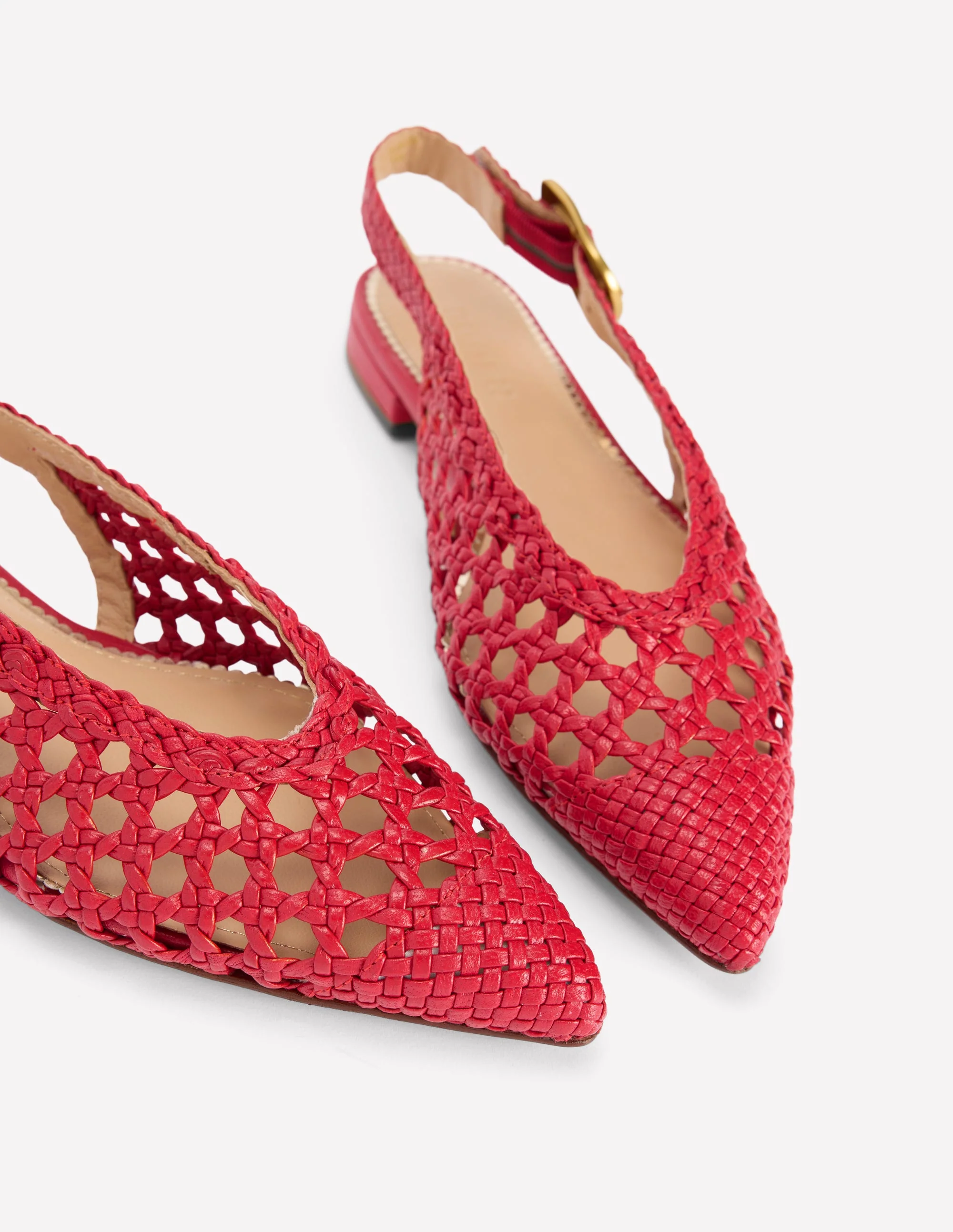 Hochgeschnittene, flache Schuhe mit spitzem Zehenbereich-Rot Geflochten - Image 4