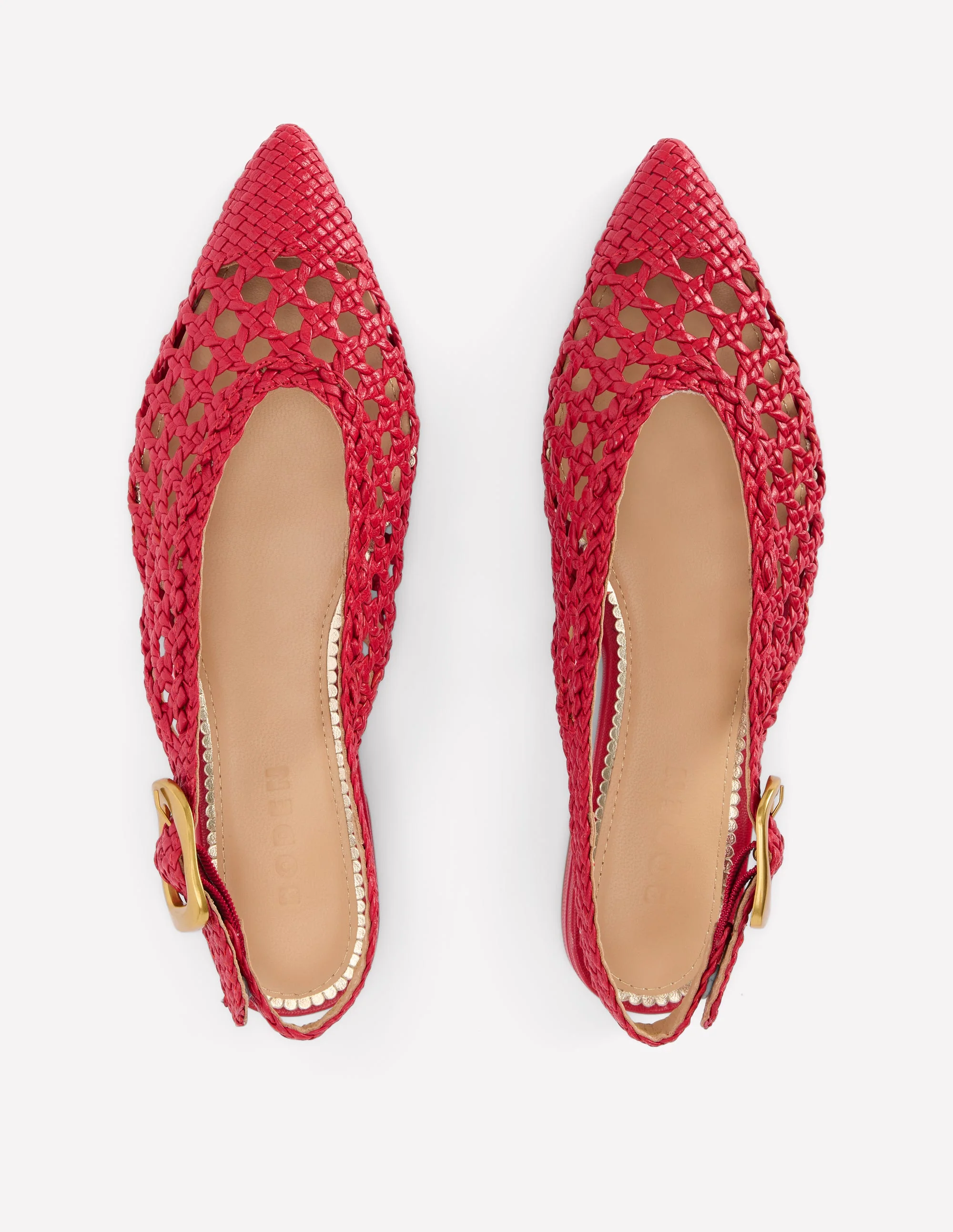 Hochgeschnittene, flache Schuhe mit spitzem Zehenbereich-Rot Geflochten - Image 5