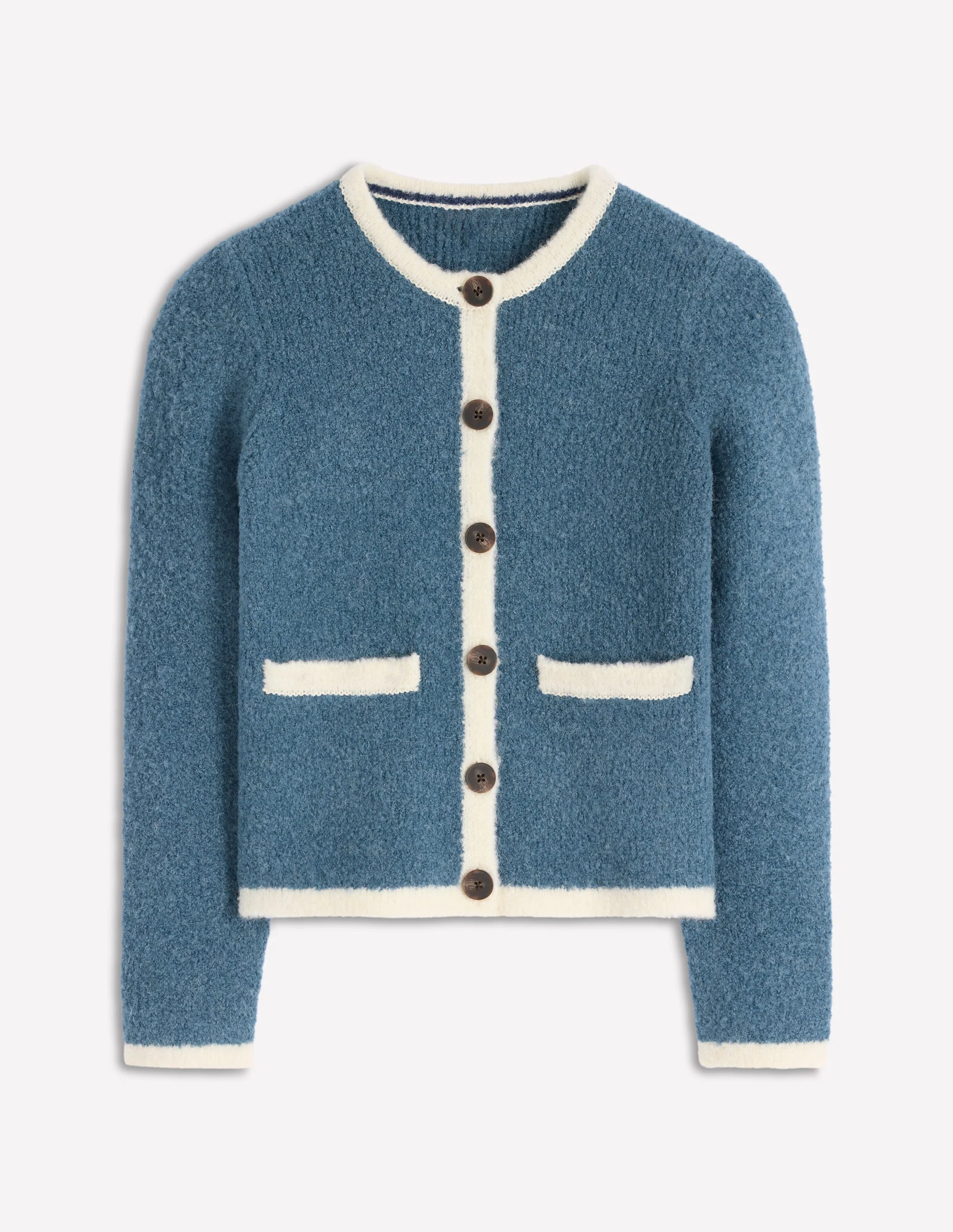 Holly Bouclé-Strickjacke-Denim-Blau Bouclé - Image 6