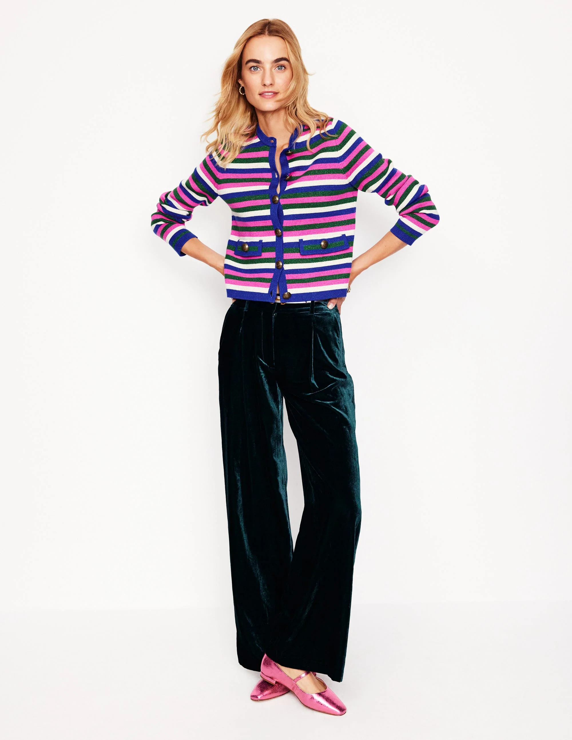Holly Cardigan-Bunt, Metallic-Streifen - Image 4