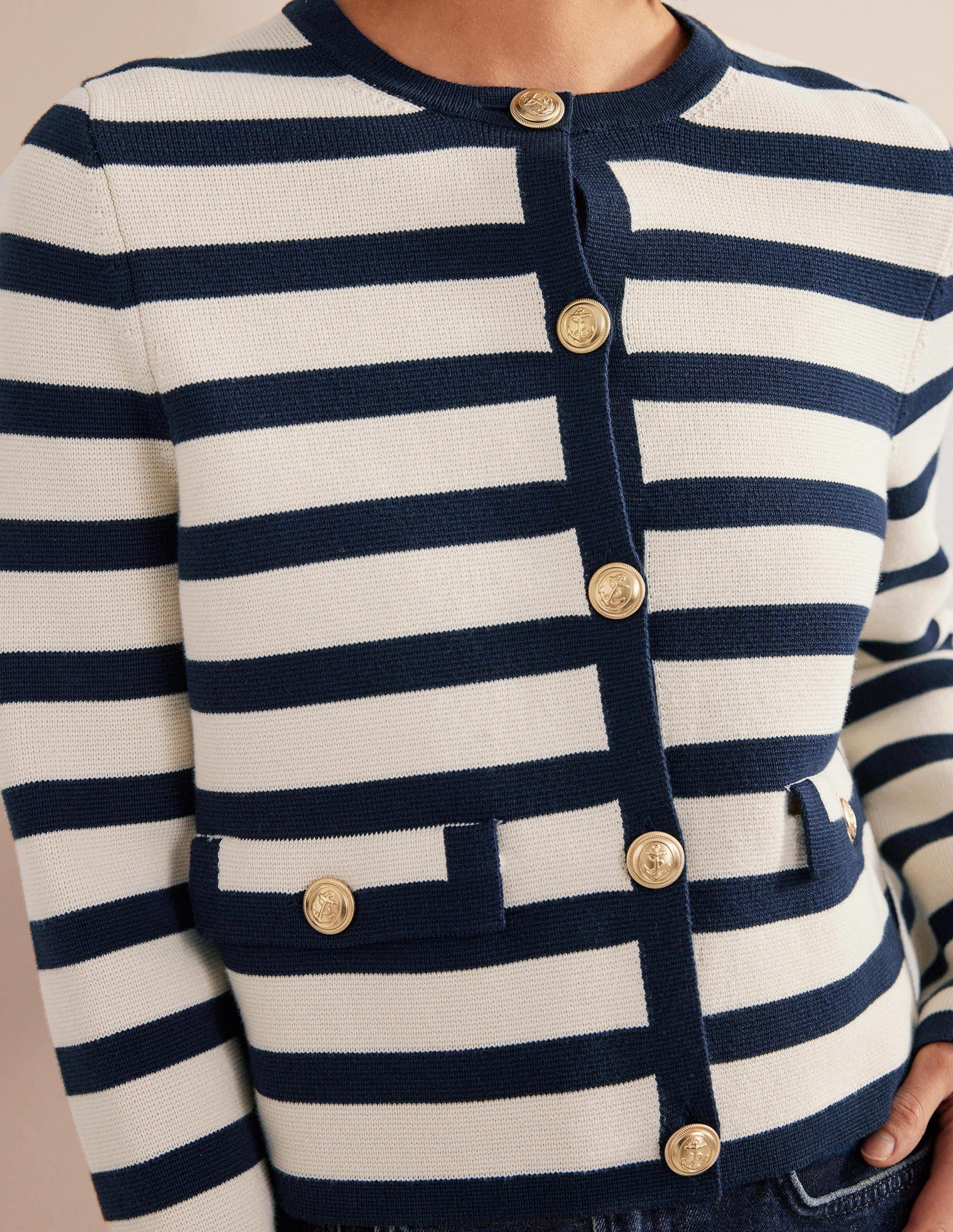 Holly Cardigan-Naturweiß/Navy, Gestreift - Image 2