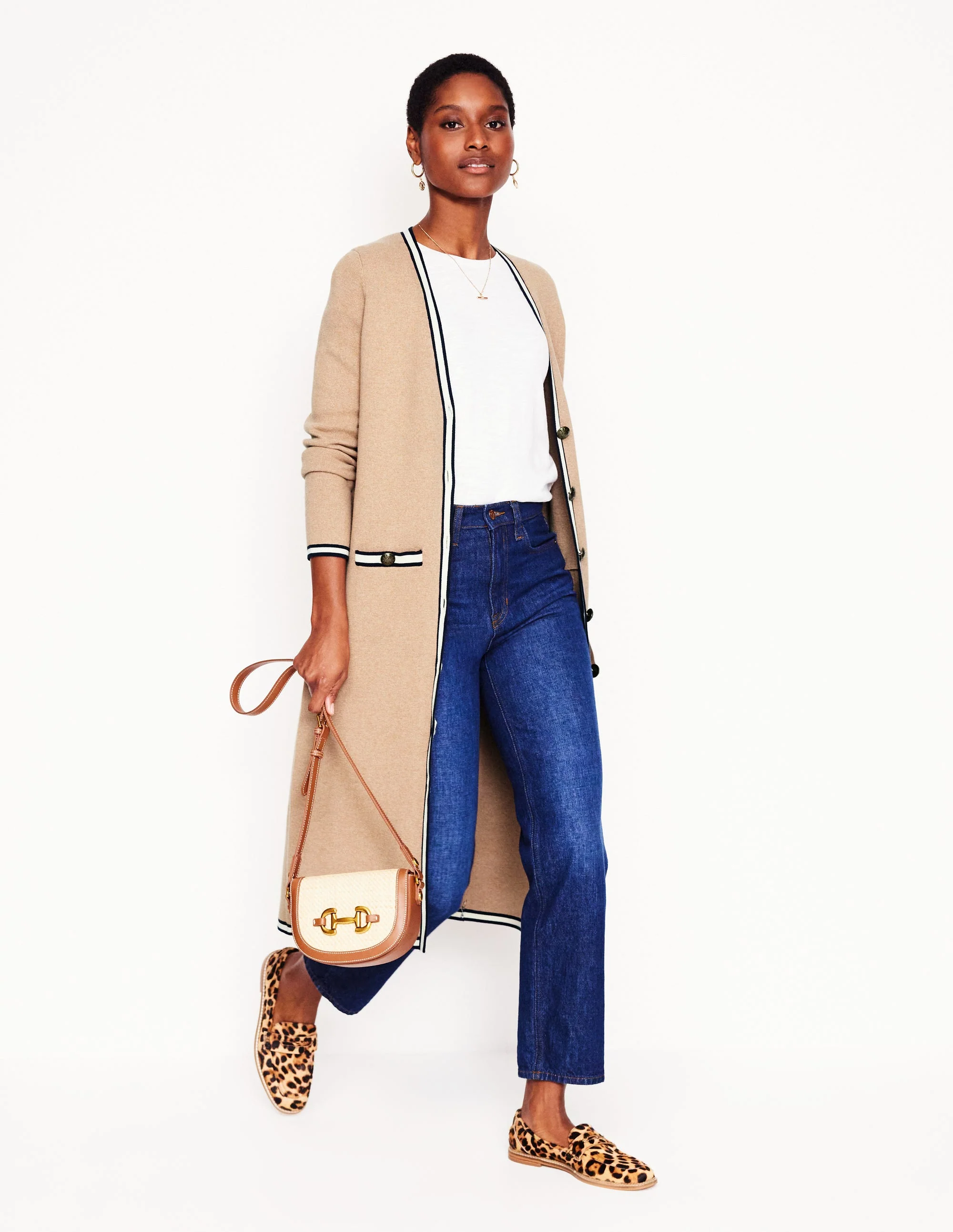 Holly Lange Strickjacke-Camel Meliert - Image 4