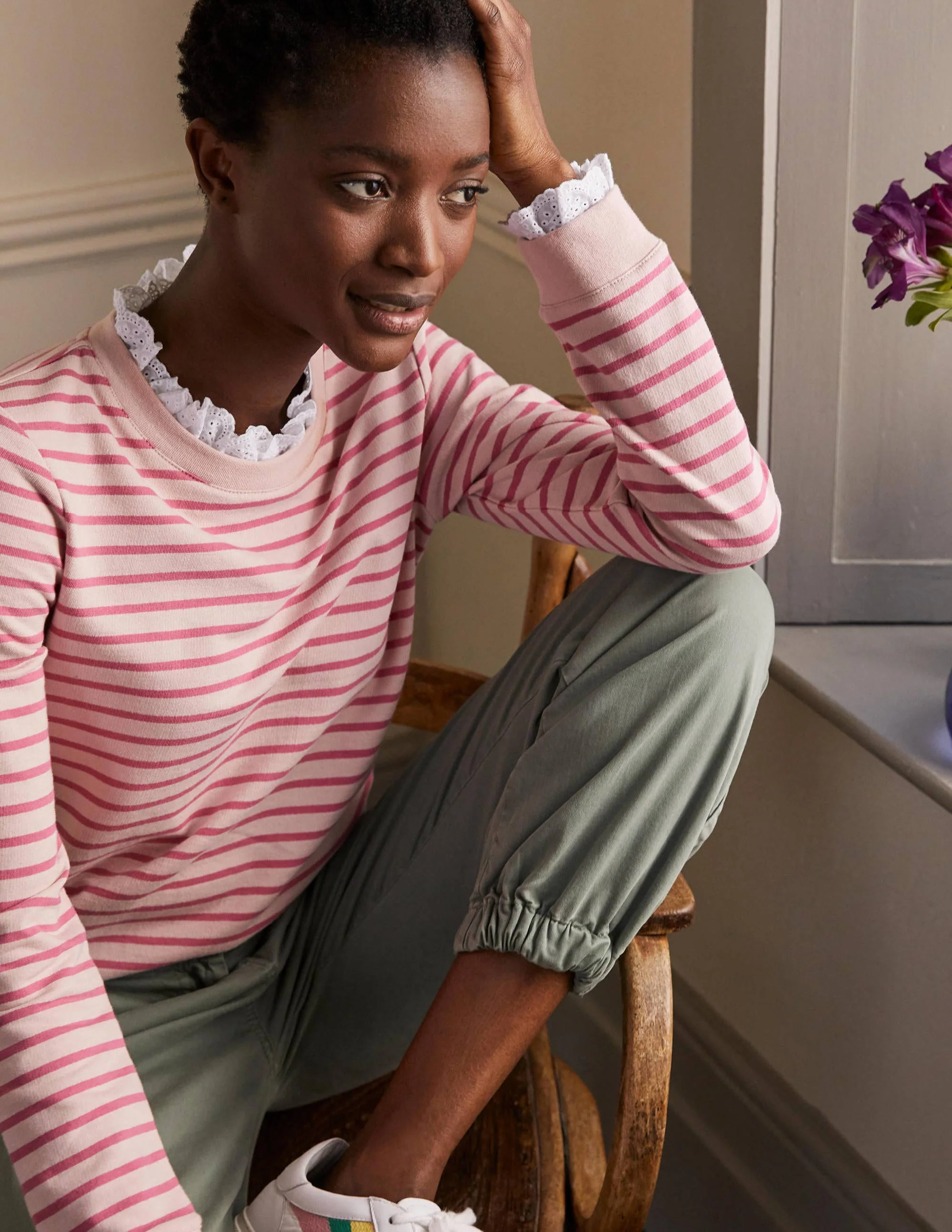 Holly Sweatshirt aus Jersey-Milkshake/Vintage-Kirsche