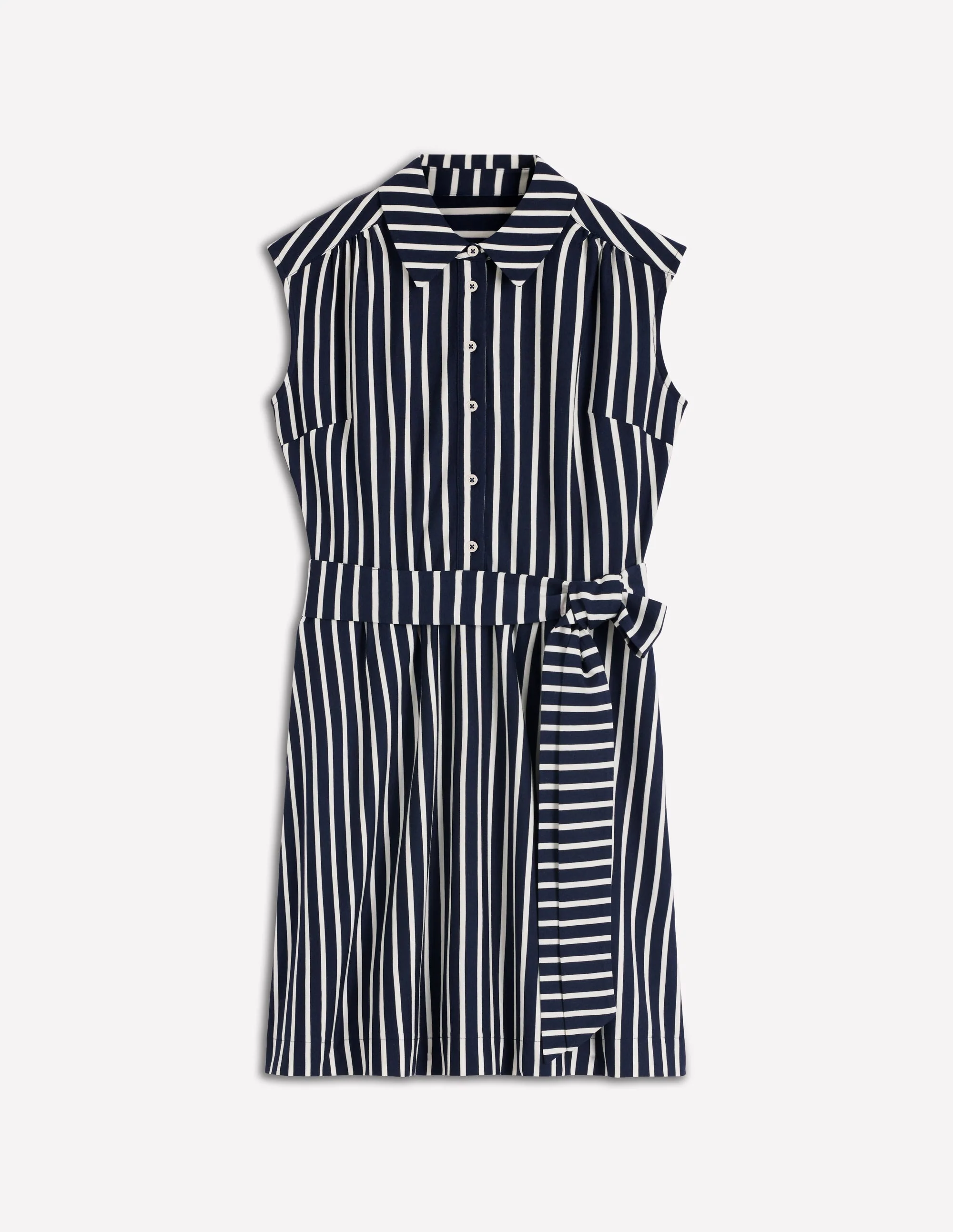 Honor Kurzes Jersey-Hemdblusenkleid-Marineblau und Weiß Streifen - Image 5