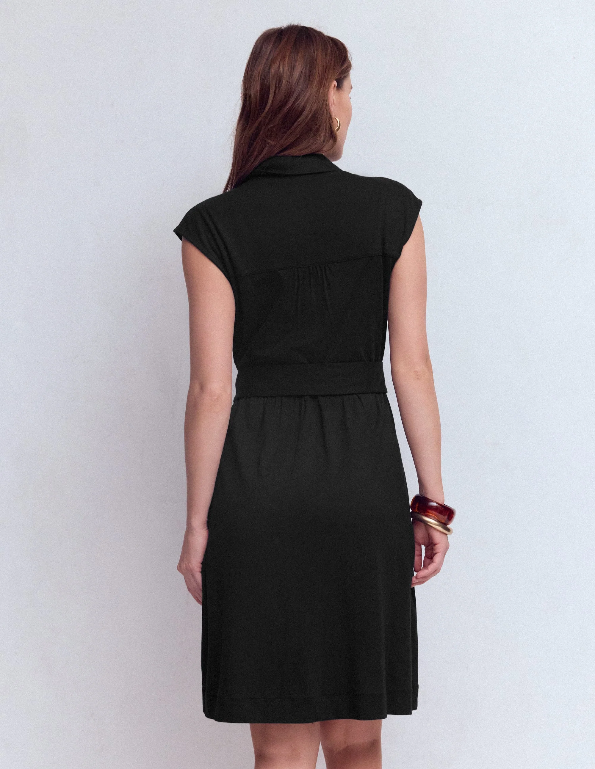 Honor Kurzes Jersey-Hemdblusenkleid-Schwarz - Image 3