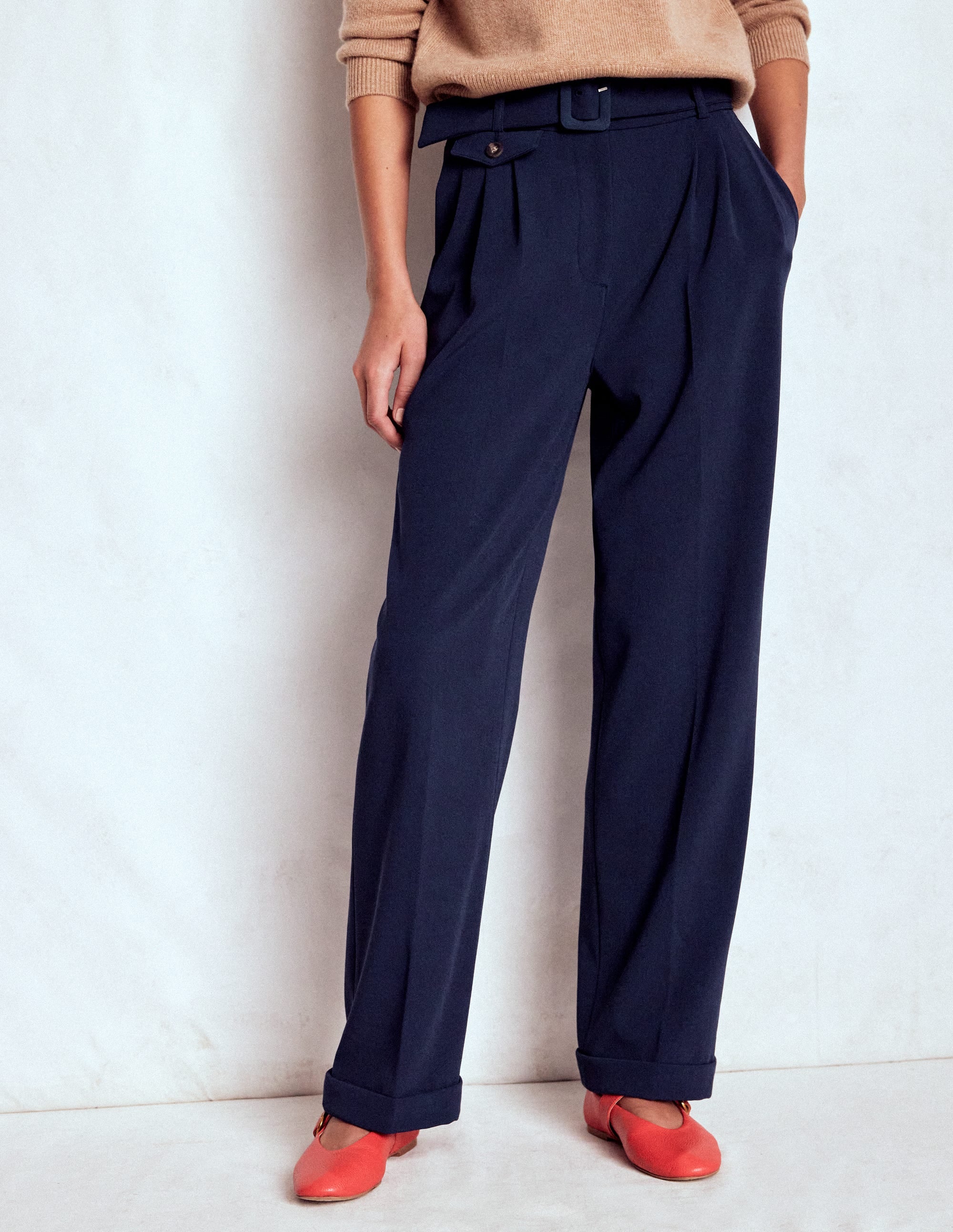 Hose mit Faltendetail vorn-Marineblau - Image 5